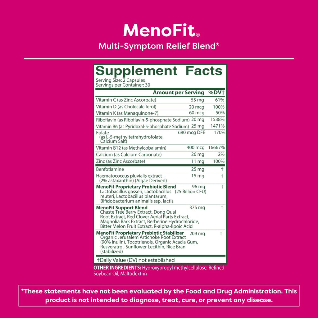 MENOLABS MenoFit, Menopause Supplements for Women - 60 Capsules - Advanced Women’s Probiotic with Vitamins and Red Clover for Gut Health, Hot Flashes and Hormone Balance for Women MENOLABS Au supplements