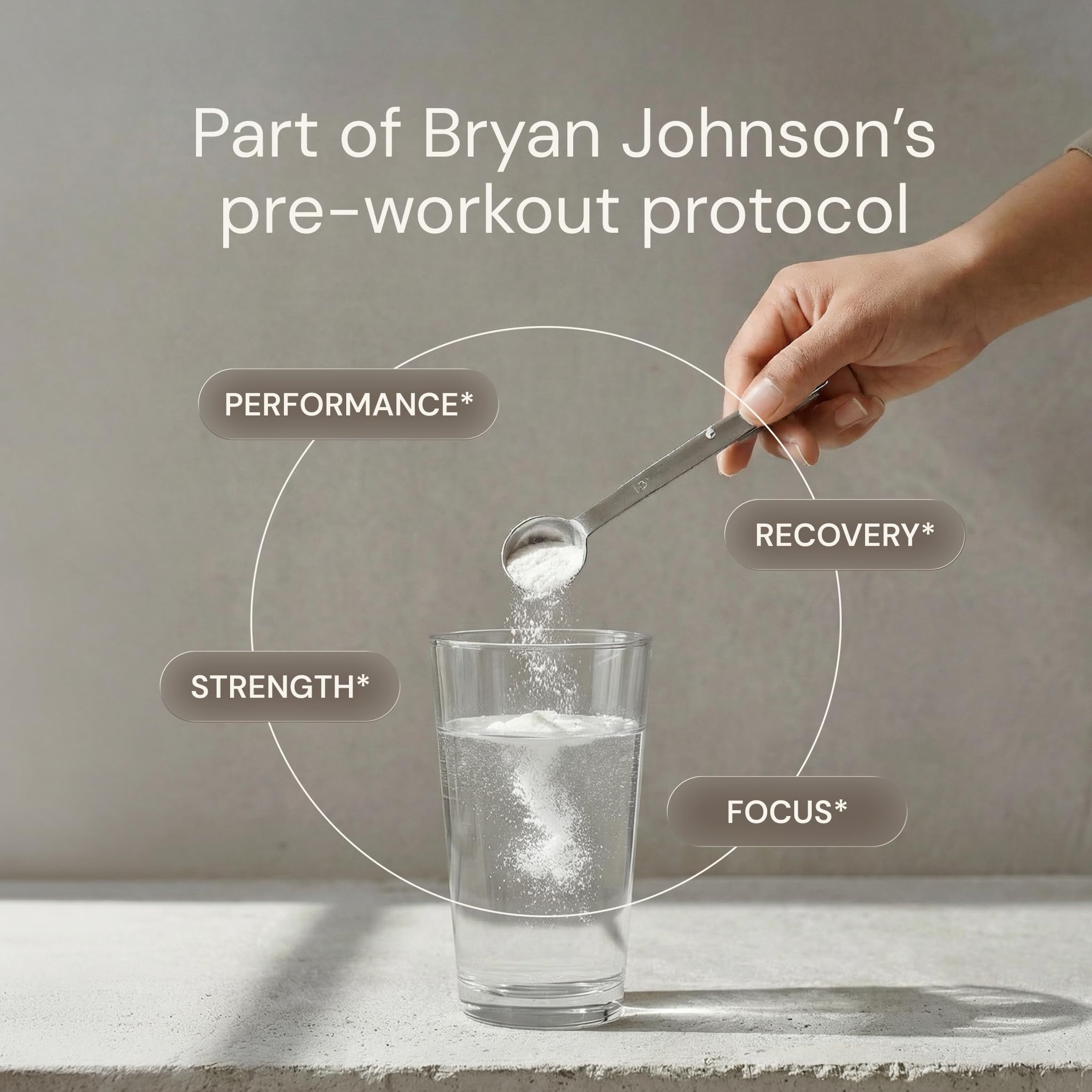 Blueprint Bryan Johnson Creatine Monohydrate Powder – Amino Acid Powder - Supplement Supports Muscle Growth, Recovery, Strength & Focus – Unflavored Creatine for Women & Men – 5g Dose – 100 Servings