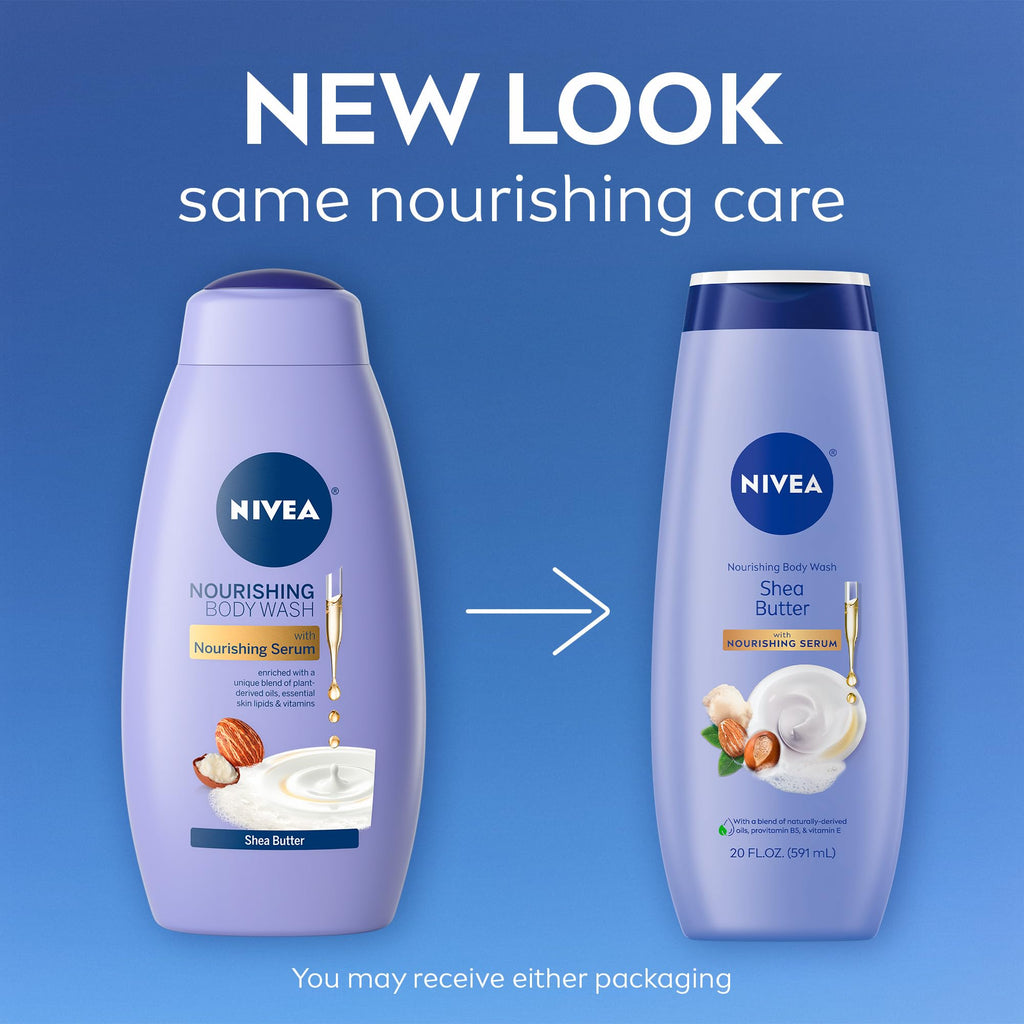 NIVEA Nourishing Shea Butter Body Wash with Nourishing Serum, Moisturizing Body Wash for Women
