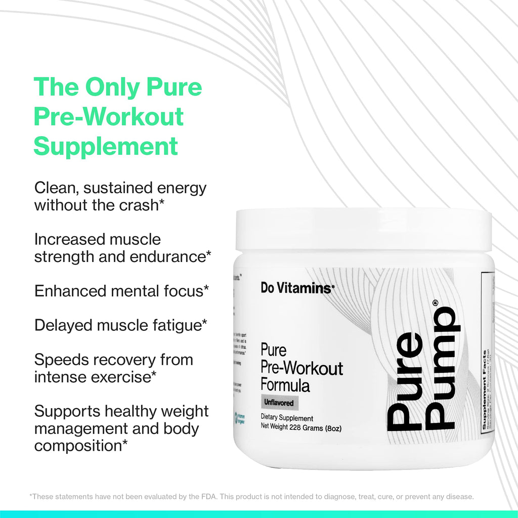 Do Vitamins PurePump Clean Pre Workout Powder for Men & Women - Preworkout with Creatine BCAA - Clean Energy Pre-Workout - All Actives. Zero fillers.