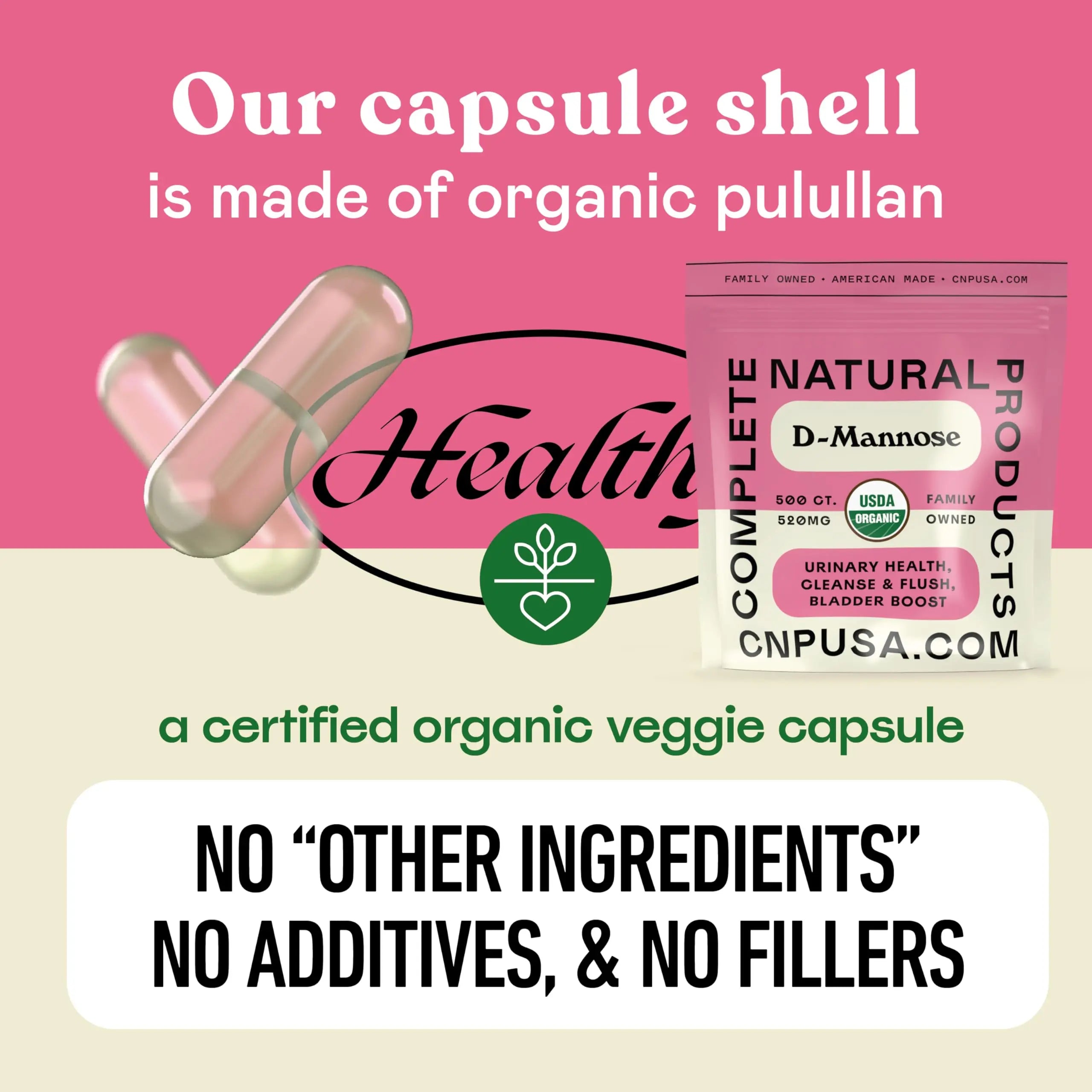 D Mannose 520mg Capsules - Organic D Mannose Supplement for UT Support, Urinary Tract Bladder Health Pills, Plant Based Formula, Vegan Non GMO, No Fillers, 500 Capsule Count Made USA Certified Kosher Complete Natural Products Au supplements