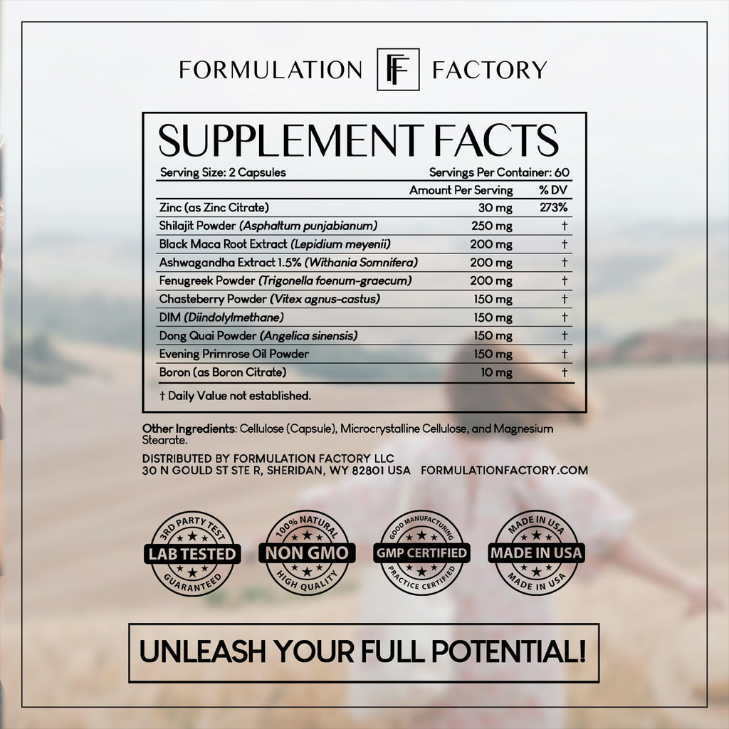 Formulation Factory She's Obsessed: 10-in-1 Hormone Balance Maximizer with Shilajit, Maca, Ashwagandha, DIM, Dong Quai, Zinc & More for Vitality & Balance – 120 Capsules 2 Months Formulation Factory Au supplements