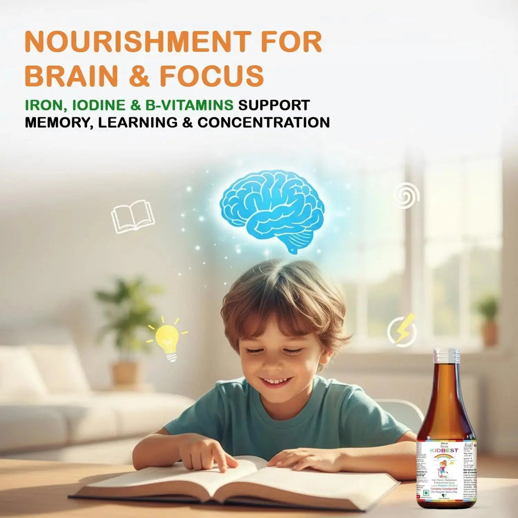 Kidbest Multivitamin Syrup for Kids 3-13 Years – Liquid Formula with 20 Nutrients for Appetite, Immunity, and Growth – Tasty Daily Vitamins HealthBest Au supplements