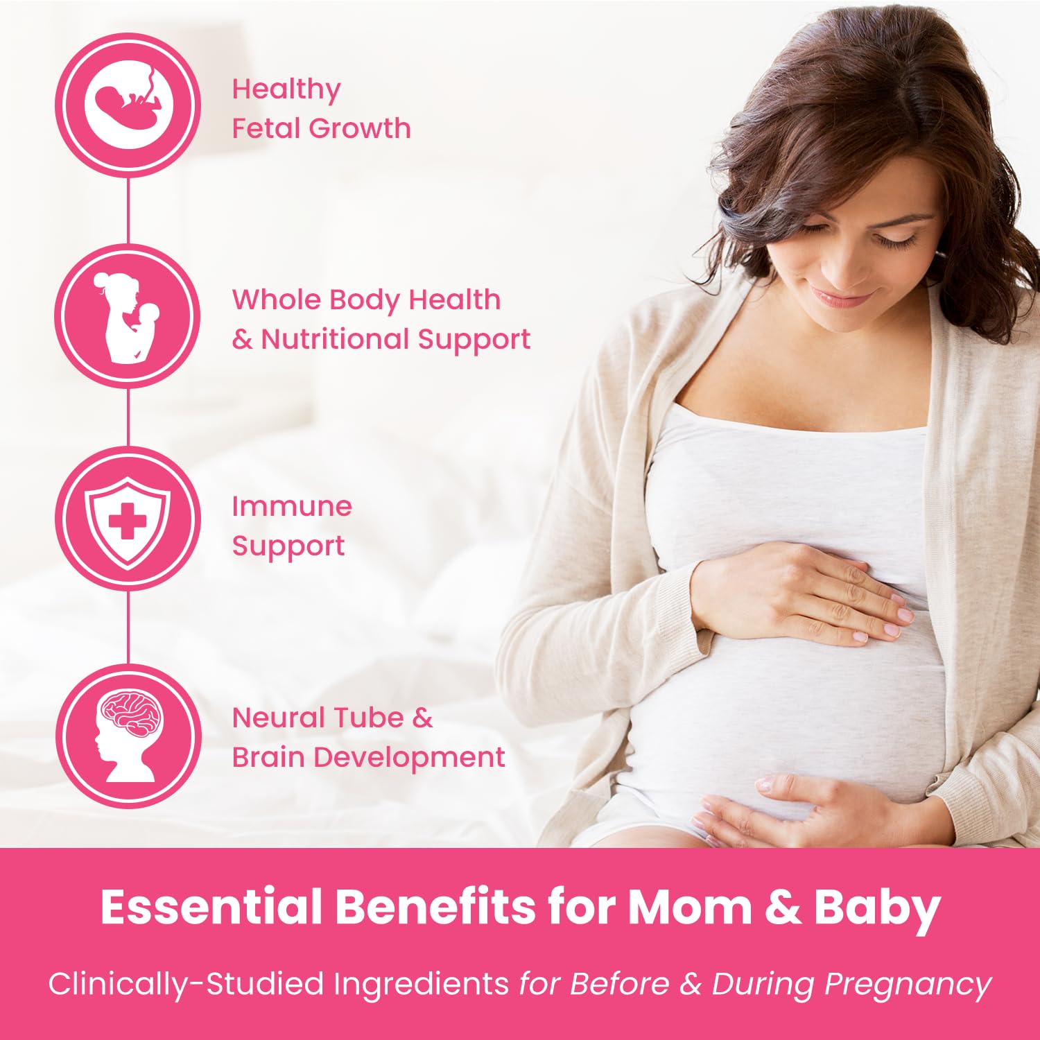 Prenatal Vitamin Gummies with DHA | Vegan Prenatal Vitamins for Women with Omega 3, Methylfolate, Choline & D3, Pregnancy Vitamins for Fetal Development