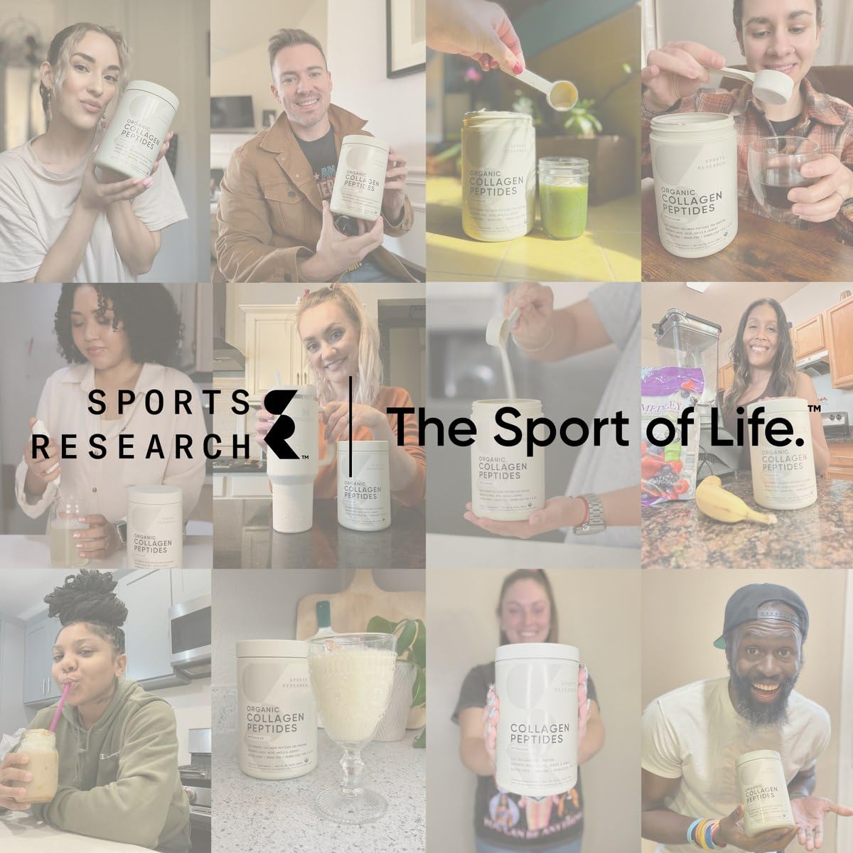 Sports Research Multi Collagen Protein Powder (Type I, II, III, V, X) with Hyaluronic Acid + Vitamin C | 5 Types of Food Based Collagen