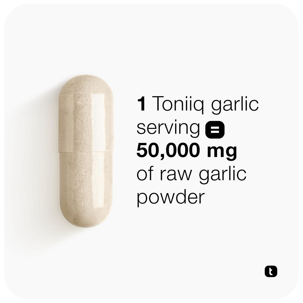 Toniiq Garlic Capsules with 10,000mcg Allicin - Odorless - 50:1 Extract for Maximum Potency - Third-Party Lab Tested - 60 Vegetarian Capsules Toniiq Au supplements