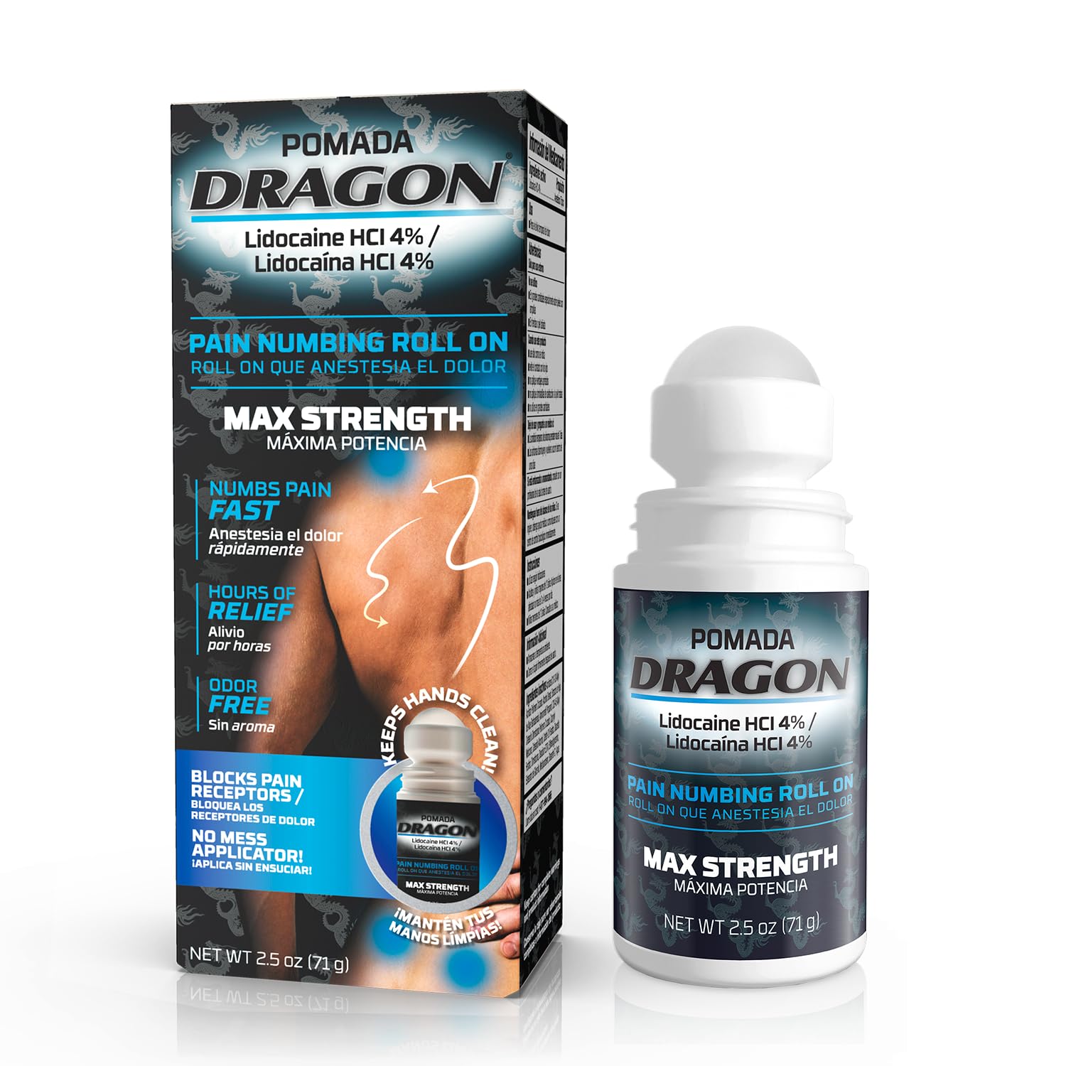 Dragon Lidocaine Roll On Maximum Strength, Numbing Cream for Pain Relief, Foot, Heel, Muscle, Nerve, Lidocaine Pain Relief, No Mess, Roll On Lidocaine for Joints, 2.5 oz DRAGON Au supplements
