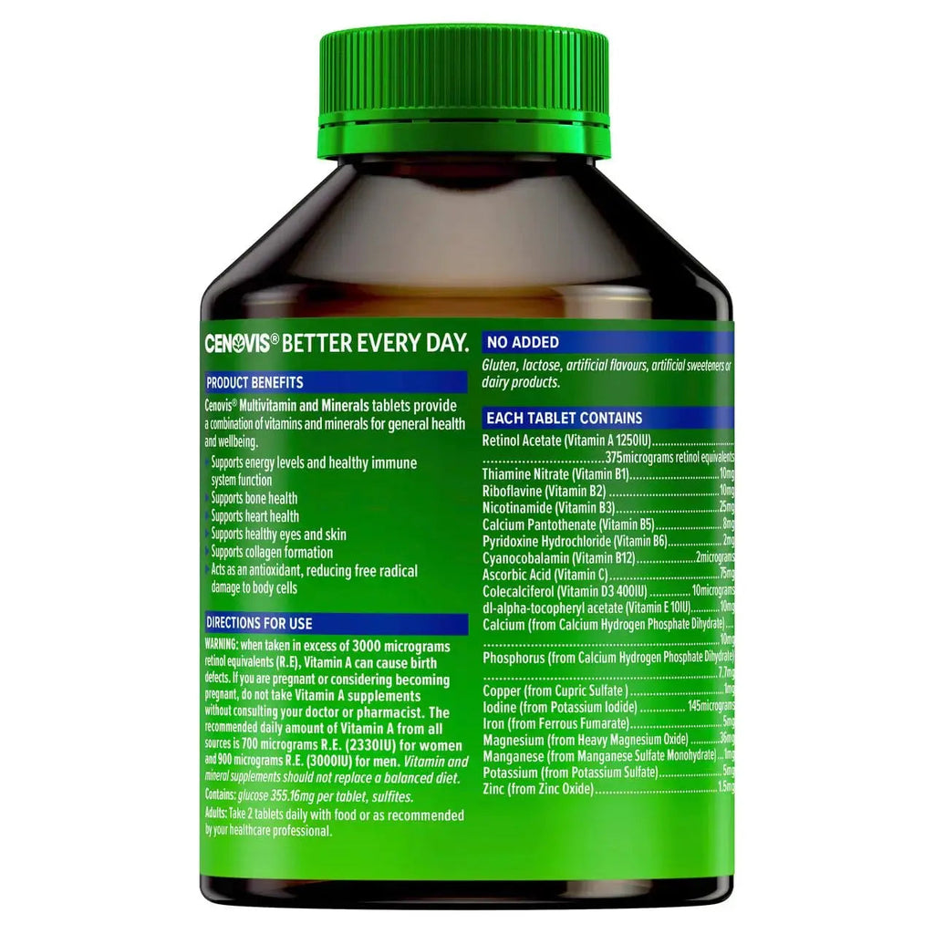 Cenovis Multivitamin and Minerals 200 Tablets Cenovis Au supplements