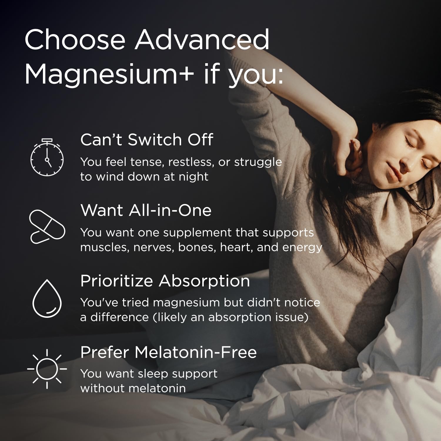 JSHealth Magnesium Supplement for Sleep. 400mg Triple-Form Glycinate, Citrate, Amino Acid Chelate
