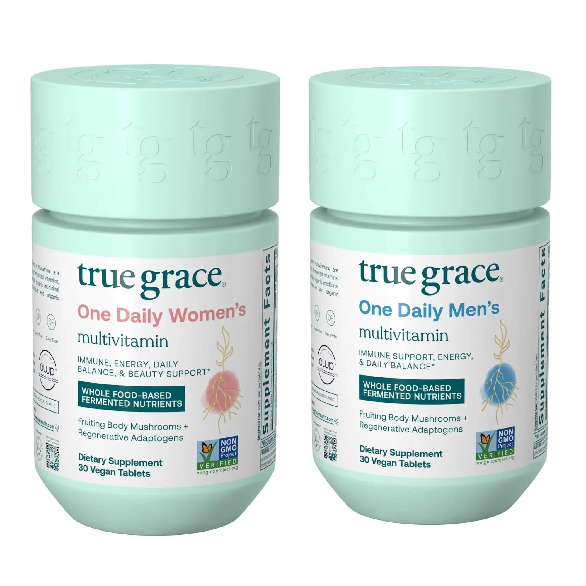 True Grace One Daily Men’s Multivitamin (30 Vegan Tablets) + One Daily Women’s Multivitamin (30 Vegan Tablets) - Non-GMO & Gluten Free - 30-Day Supply of Each True Grace Au supplements