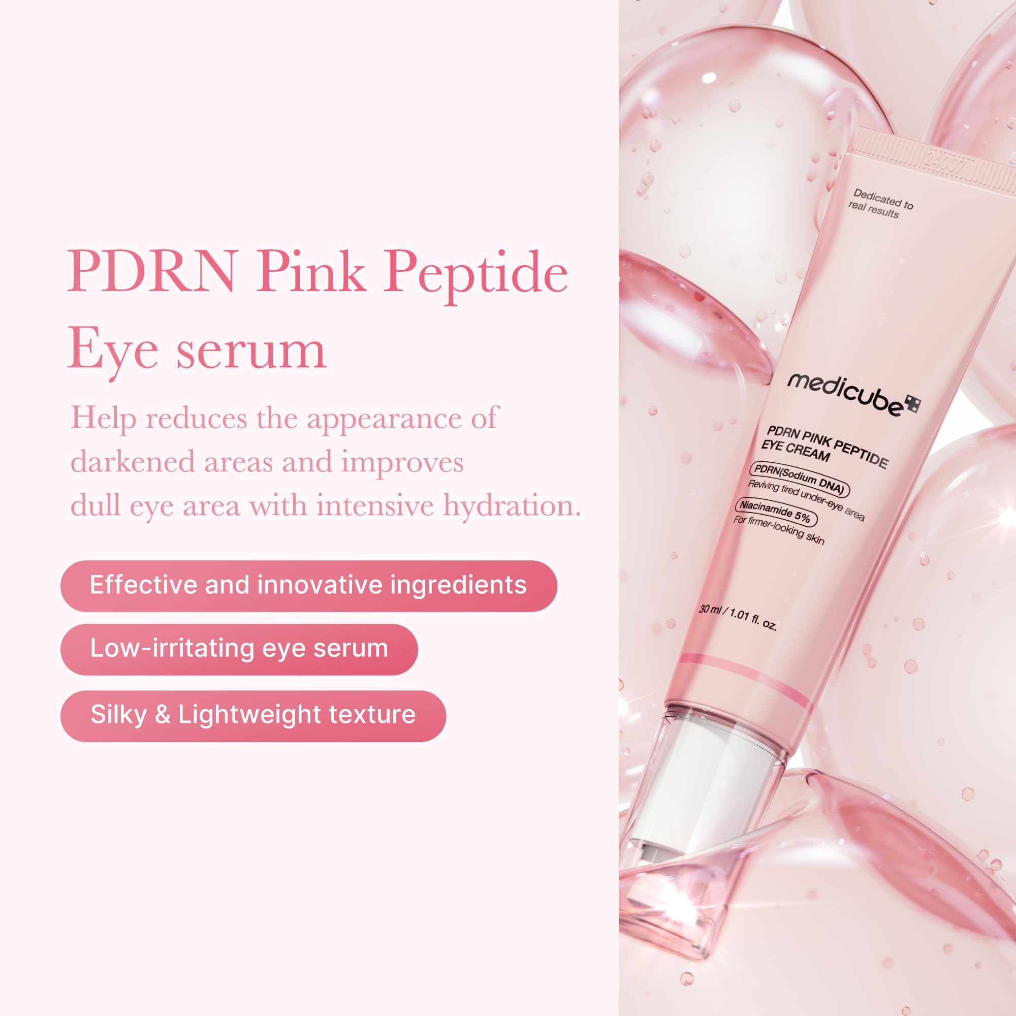 medicube Eye Serum with Salmon DNA PDRN & Pink Peptides | 99% Purity Retinol for Fine Lines
