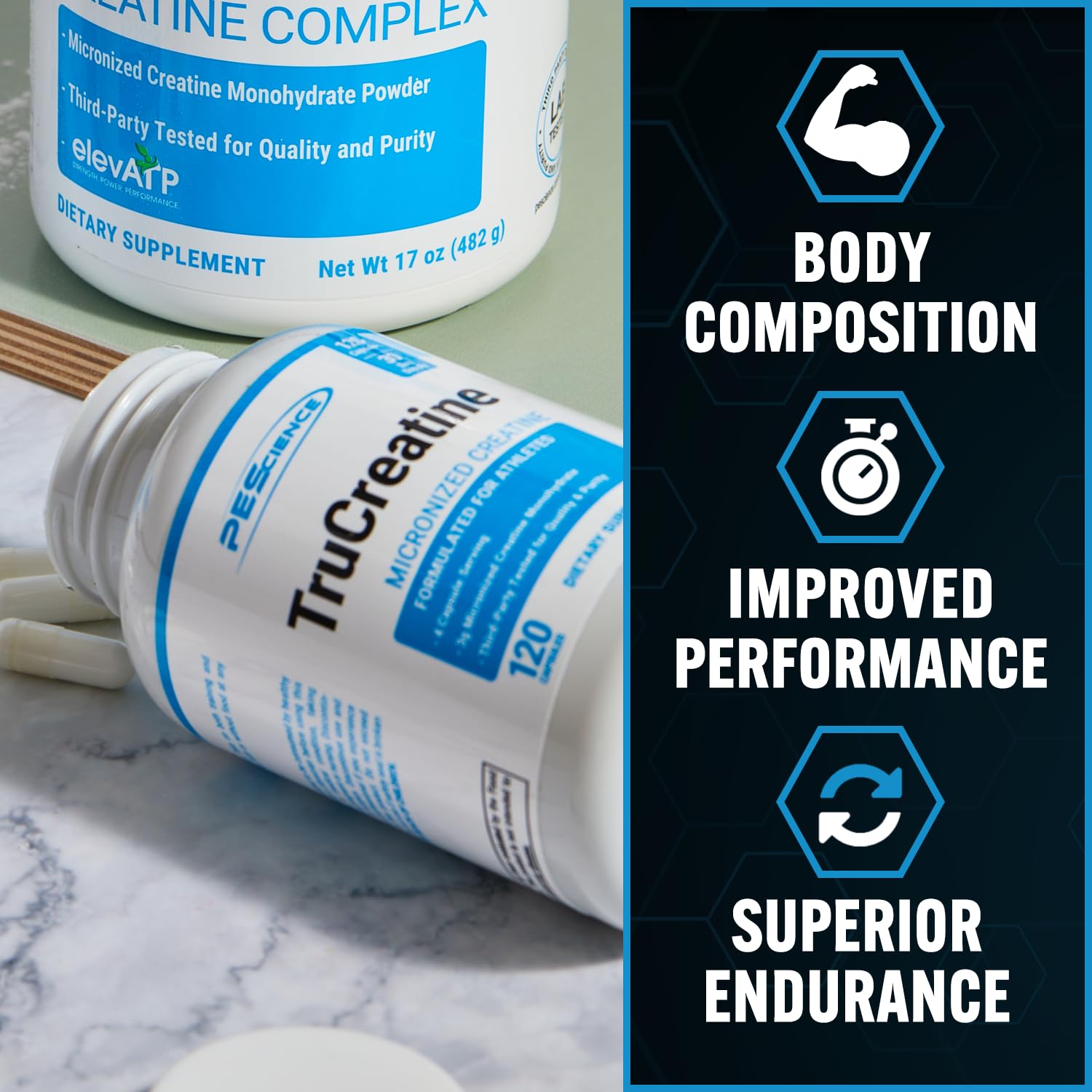PEScience TruCreatine Creatine Pills, Easy-to-Take Creapure Creatine Capsules, Monohydrate, for Men & Women, Supports Muscle Growth, Strength & Recovery, Cognition, 3g Per Serving, 120 Capsules PEScience Au supplements