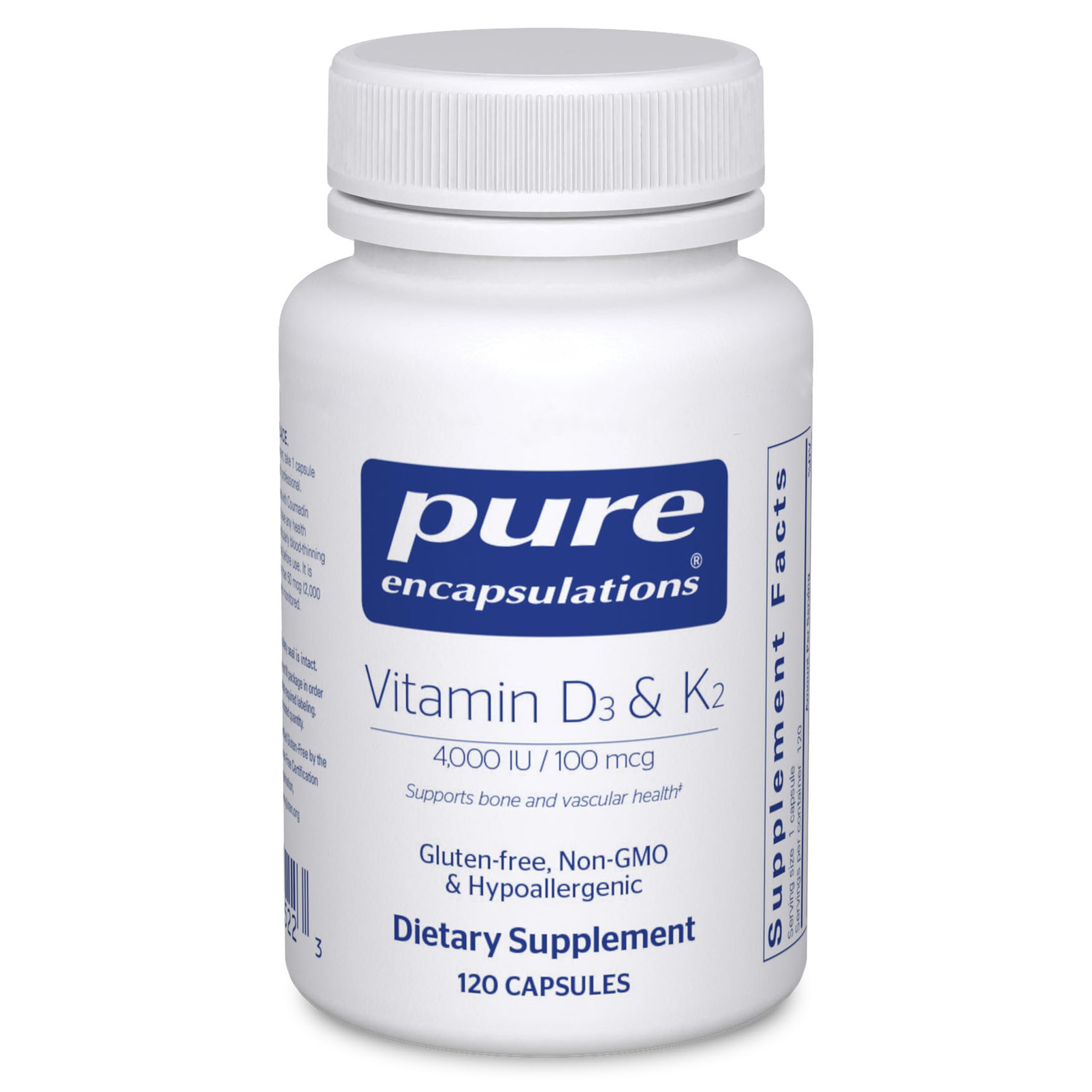 Pure Encapsulations Vitamin D3 & K2 - Bone & Vascular Health Support - Immune Function Support - Gluten Free - Non-GMO - 120 Capsules