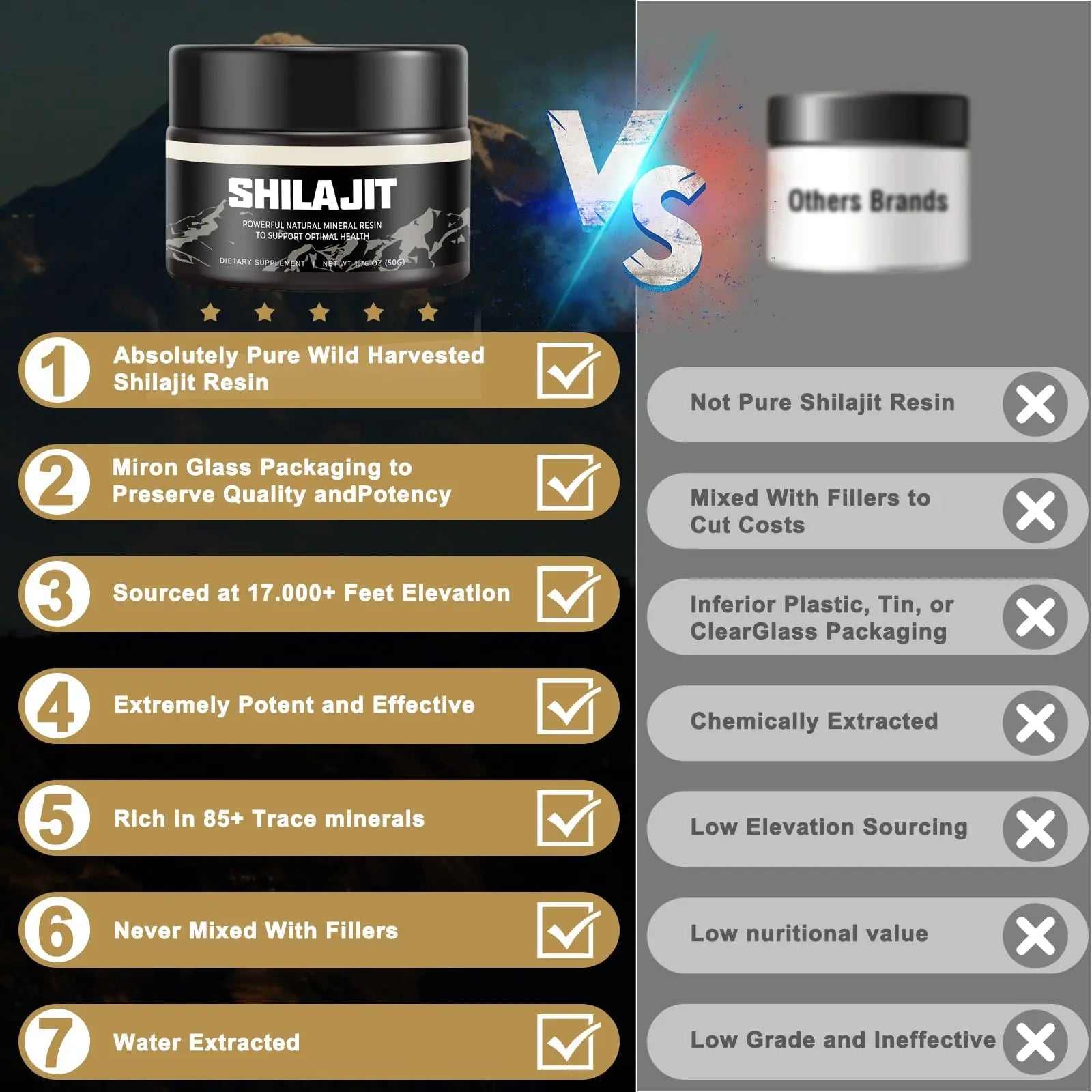 Shilajit Pure Himalayan Organic Shilajit Resin - Gold Grade 100% Shilajit Supplement Scarremover Au supplements