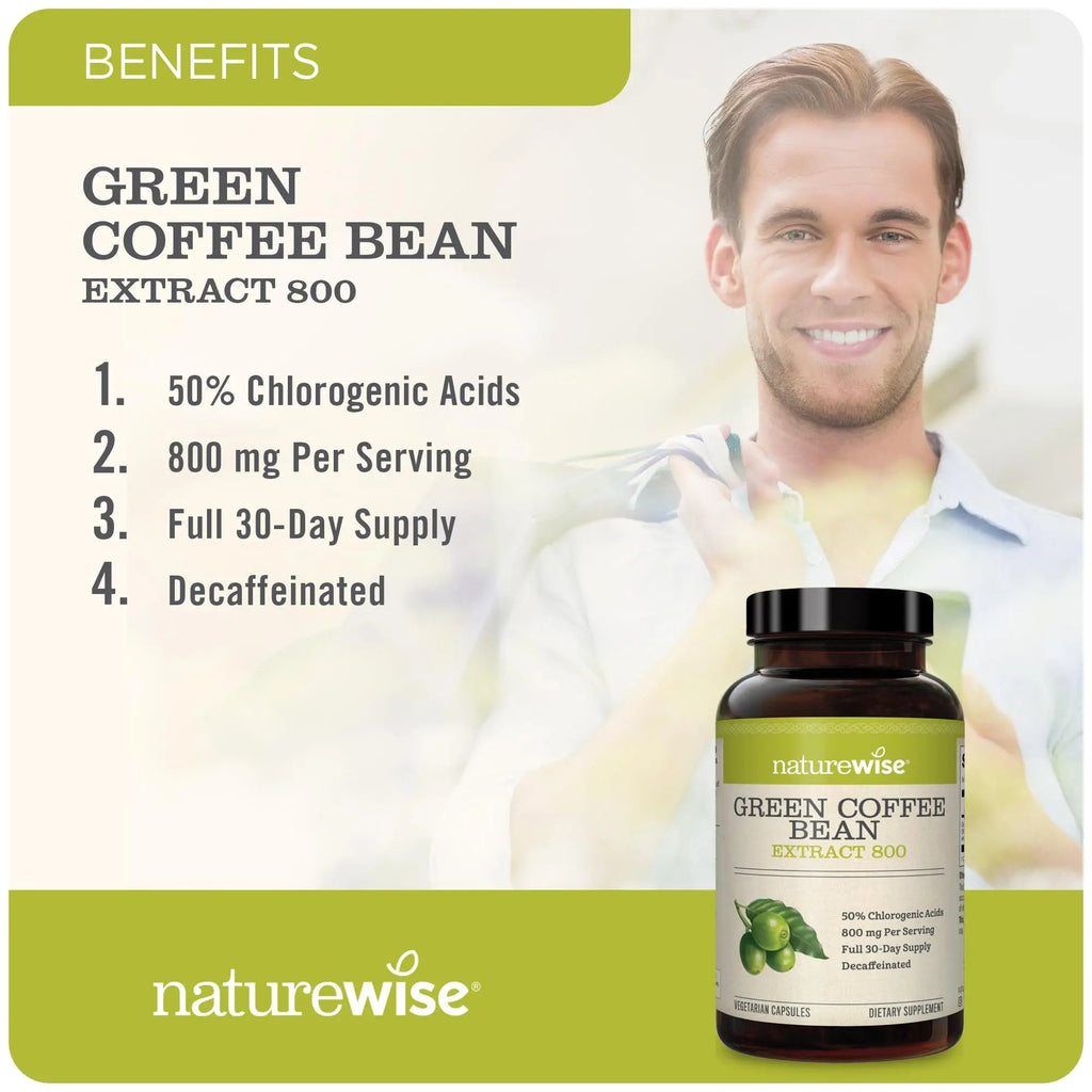 NatureWise Green Coffee Bean 800mg Max Potency Extract 50% Chlorogenic Acids NatureWise Au supplements