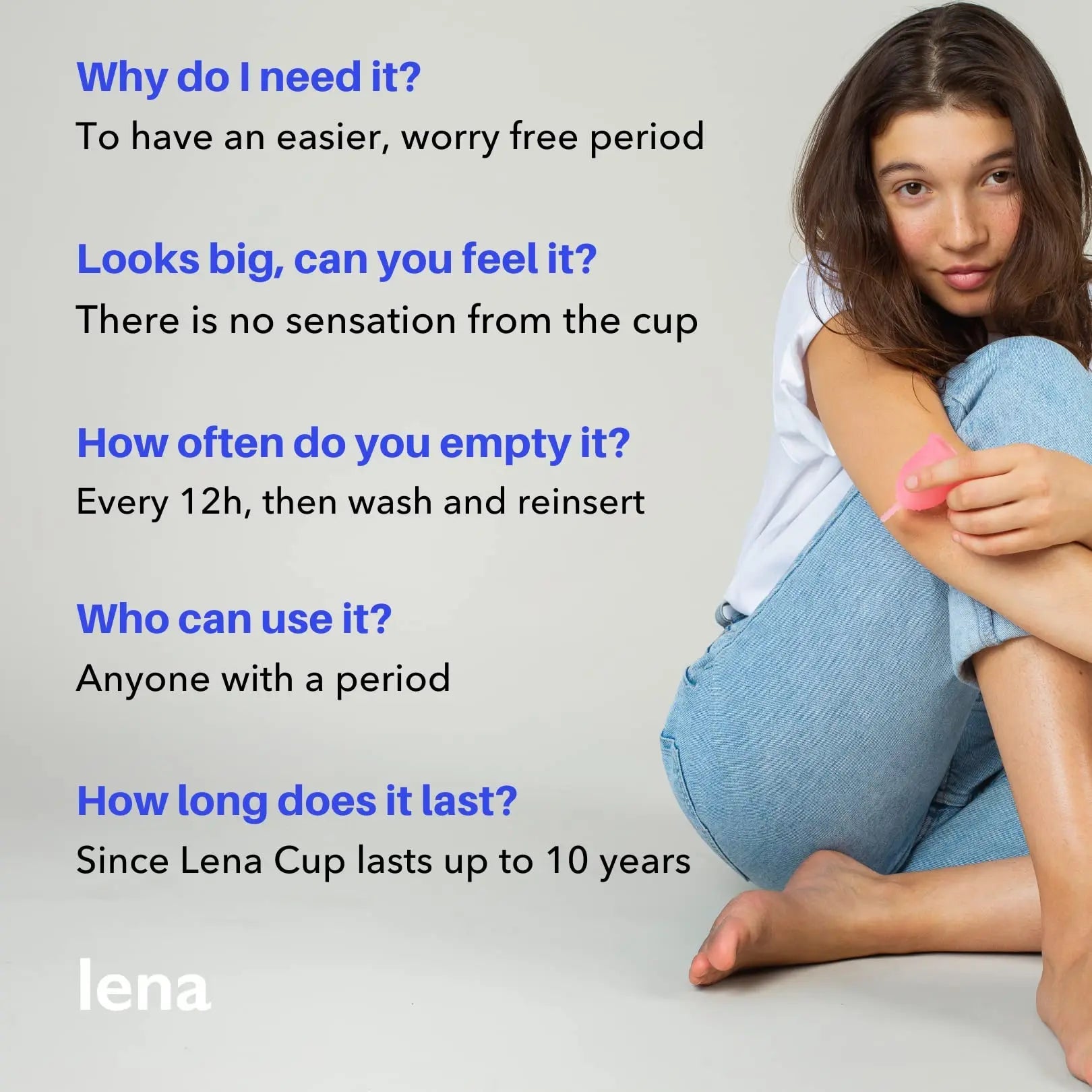 Lena Sensitive Menstrual Cup | Reusable Beginner Period Cup | Wear for 12 Hours Lena Au supplements