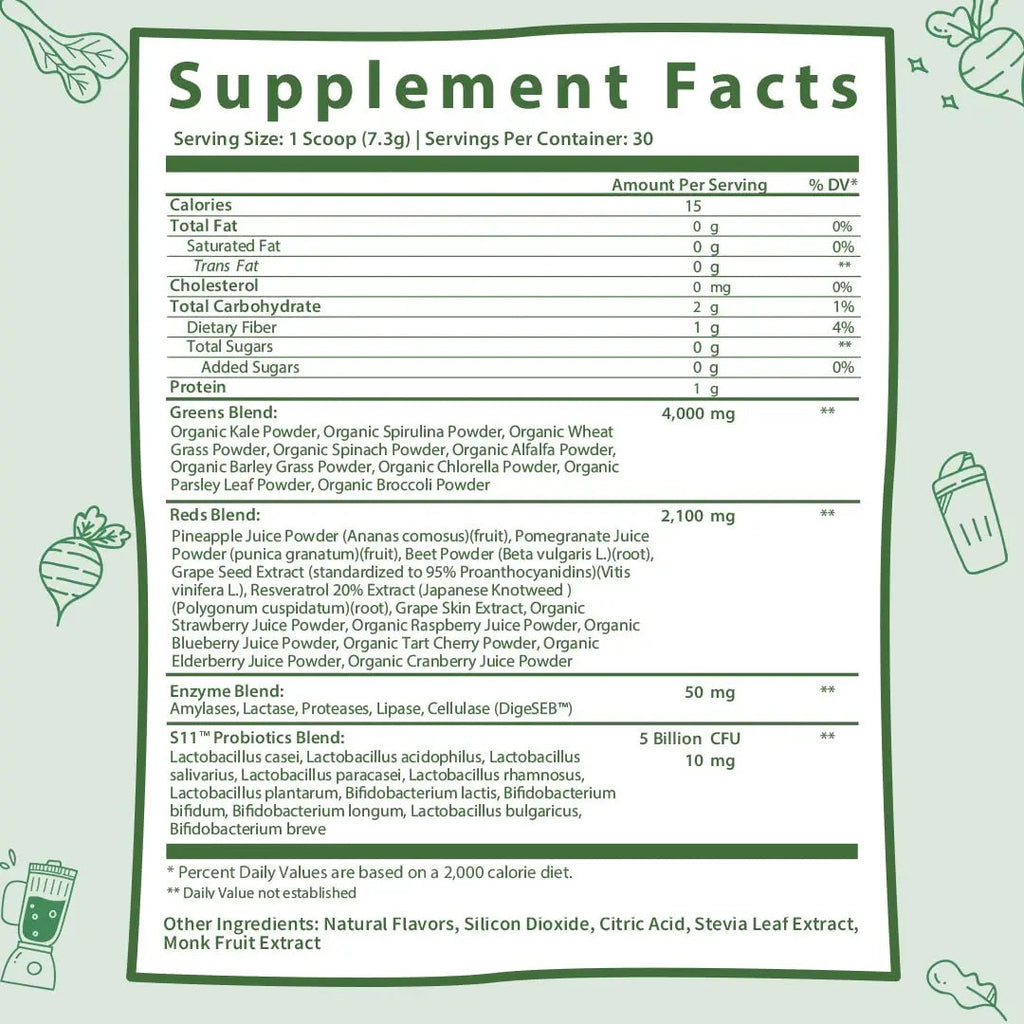 GOBIOTIX Super Greens Powder with Organic Spirulina - Superfood Supplement GOBIOTIX Au supplements