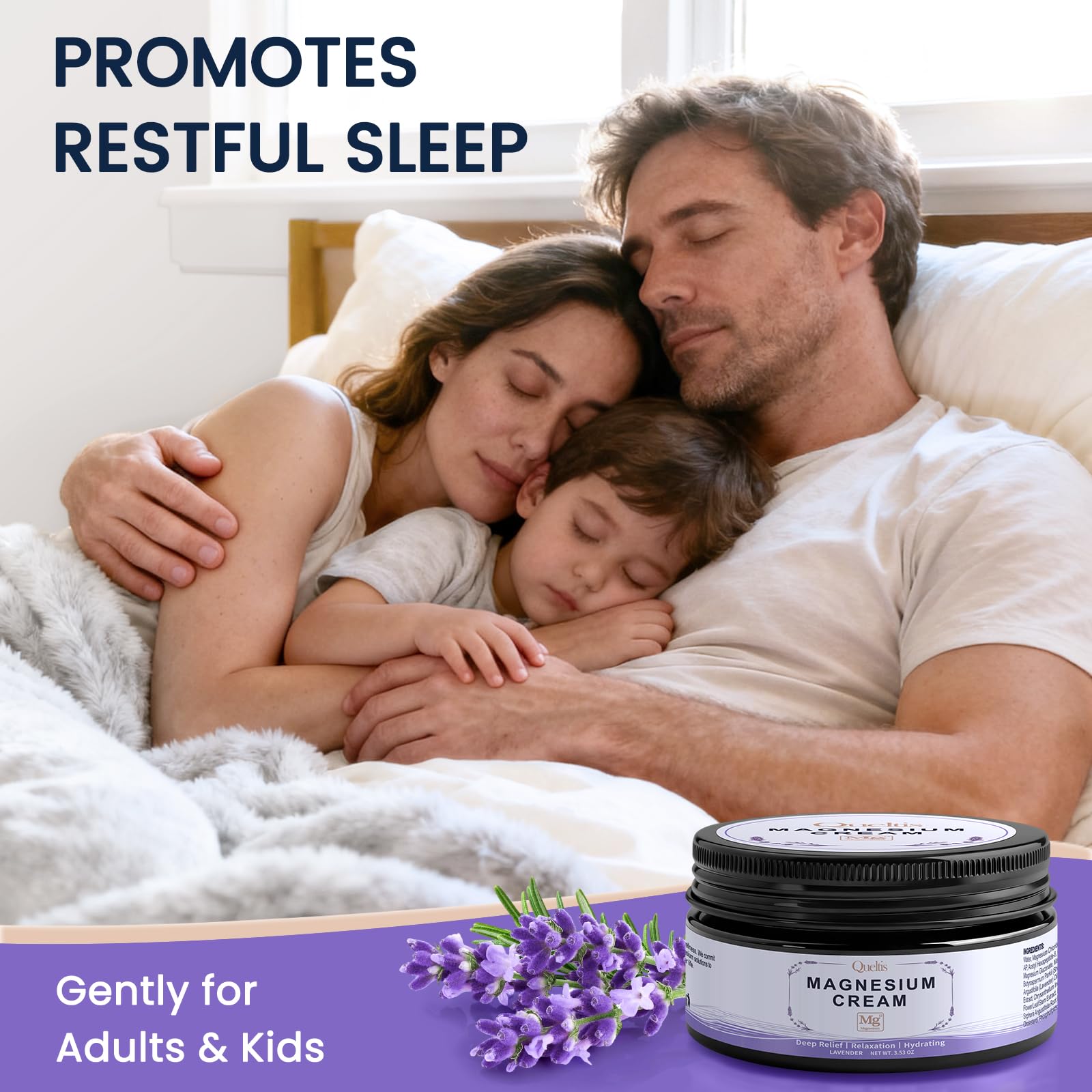 QUELTIS Magnesium Cream, Magnesium Lotion for Sleep, Pain & Leg Cramps, Topical Magnesium Chloride Cream for Muscle Relaxation, Calm, Moisturizing