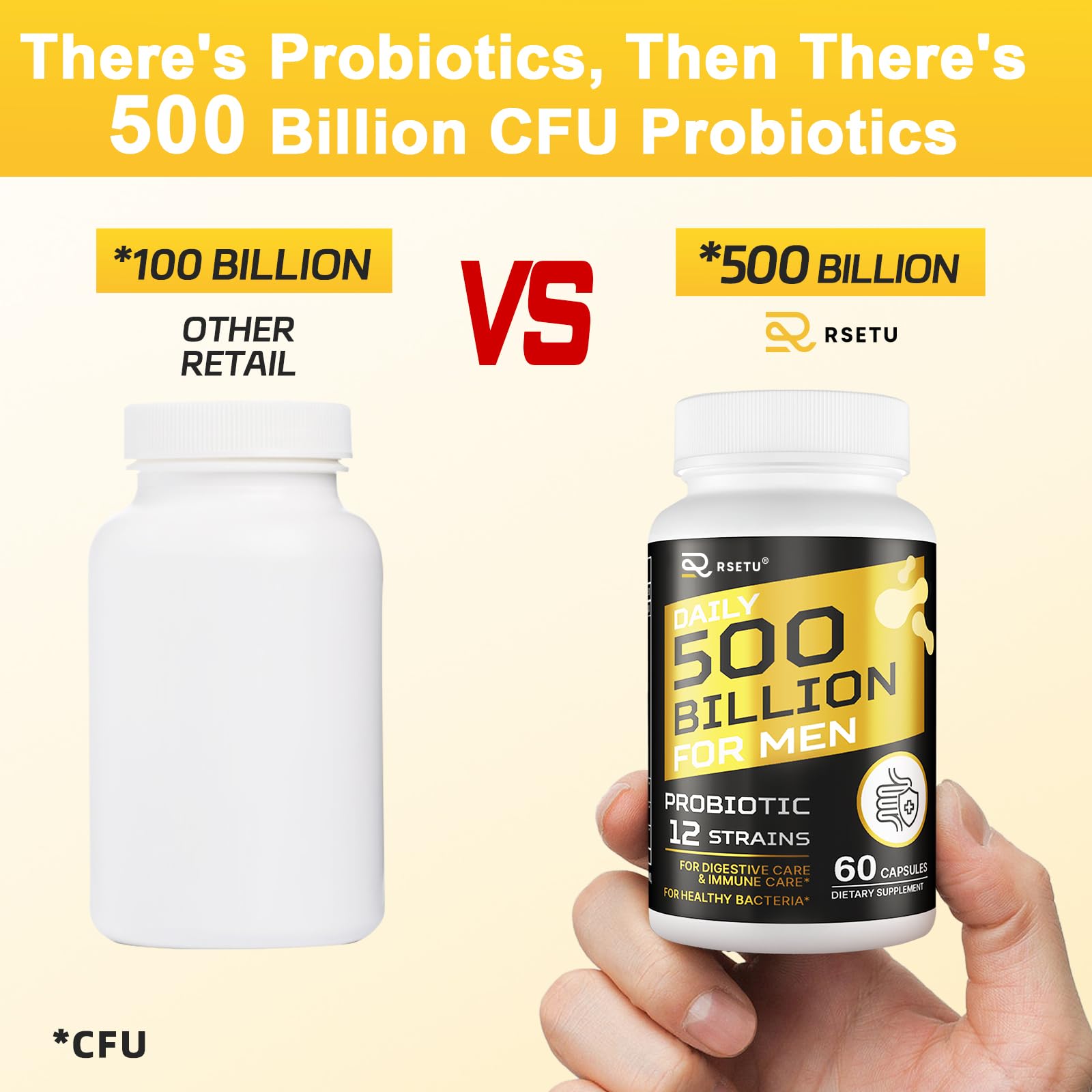 Probiotics for Men, 500 Billion CFUs & 12 Strains Mens Probiotic with Turmeric Cranberry, Goji, Gut Health for Men, for Digestive Health, Gut, Bloating & Gas, Immune, Energy Support, 120-Day Supply RSETU Au supplements