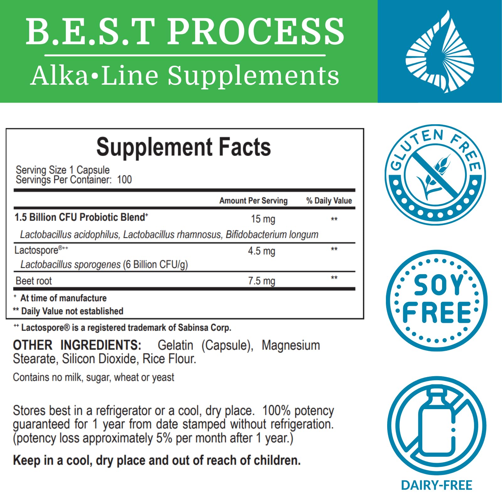Morter HealthSystem Alkadophilus Best Process Alkaline — No Refrigeration Probiotic & Prebiotic Digestive Supplement — 1.5 Billion CFU of Good Bacteria & Beetroot
