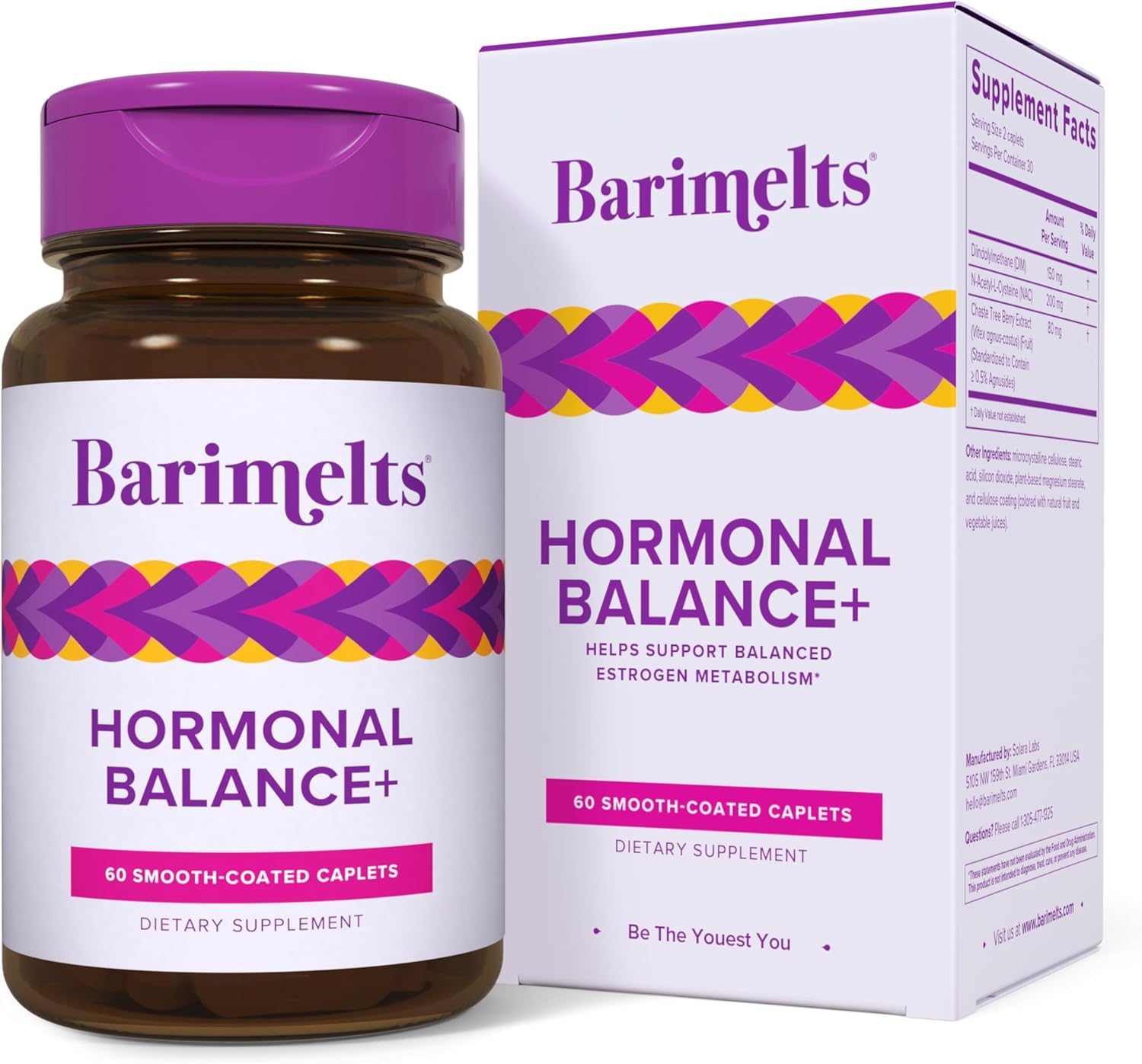 BariMelts Hormonal Balance+ for GLP-1 Users and Bariatric Patients - DIM, NAC & Chasteberry Supports Hormone Balance for Women - 60 Smooth-Coated Caplets (1-Month Supply) BariMelts Au supplements