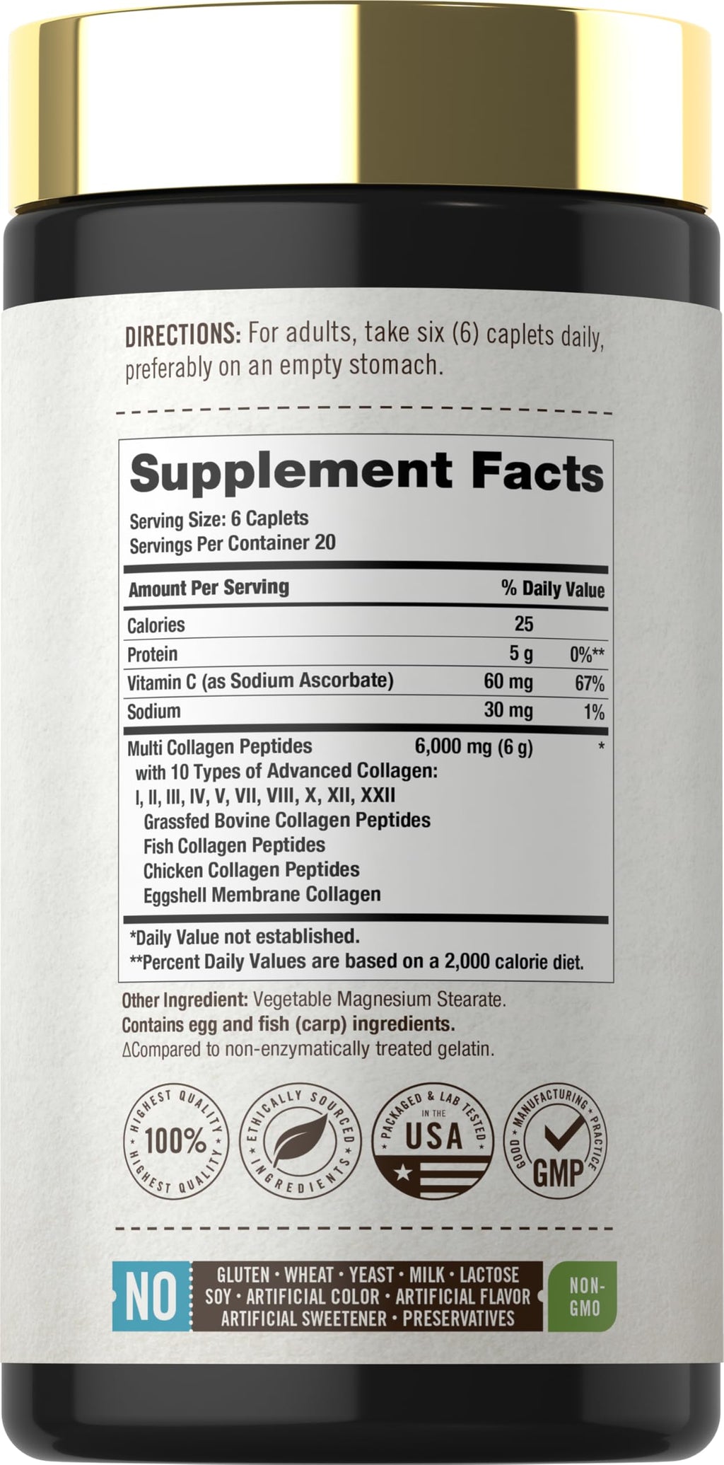 Carlyle Multi Collagen Peptides 6000mg | 120 Caplets | 10 Types of Advanced Collagen with Protein | Non-GMO, Gluten Free Supplement | by Herbage Farmstead