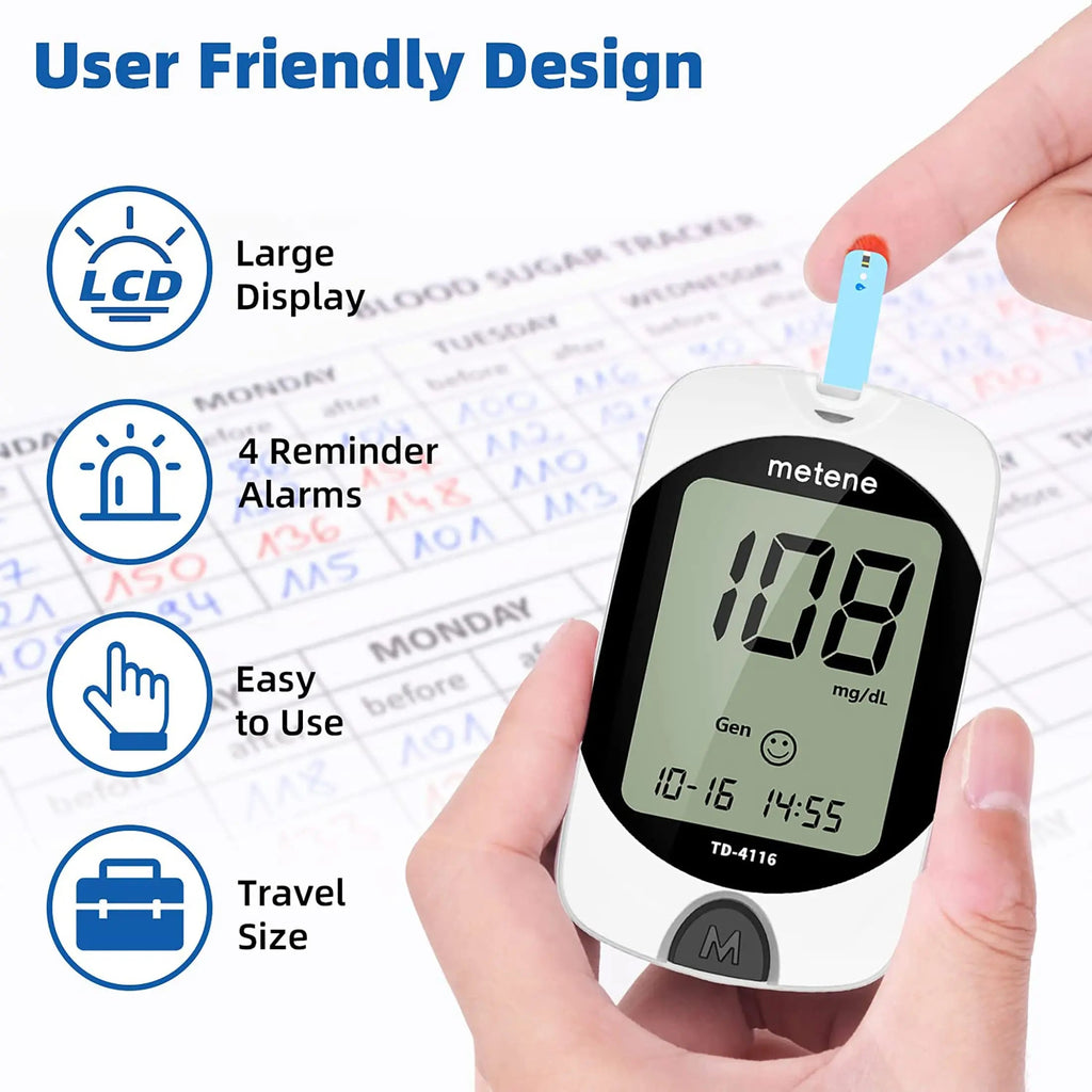 Metene TD-4116 Blood Glucose Monitor Kit, 100 Glucometer Strips Metene Au supplements