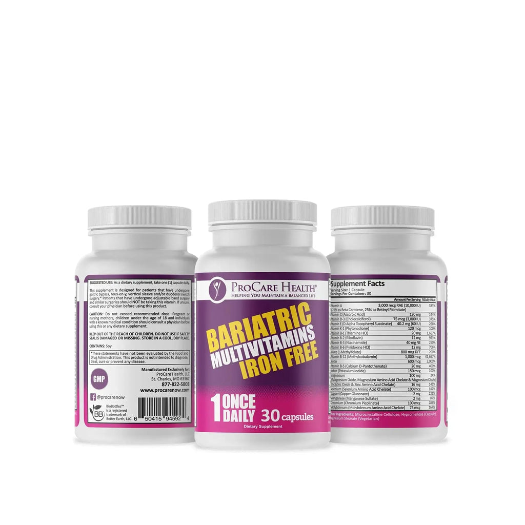 Procare Health Bariatric Multivitamin with Iron Free (30 Fast Dissolving Veggie Capsule) - Bariatric Vitamins for Gastric Sleeve & Gastric Bypass ProCare Health Au supplements