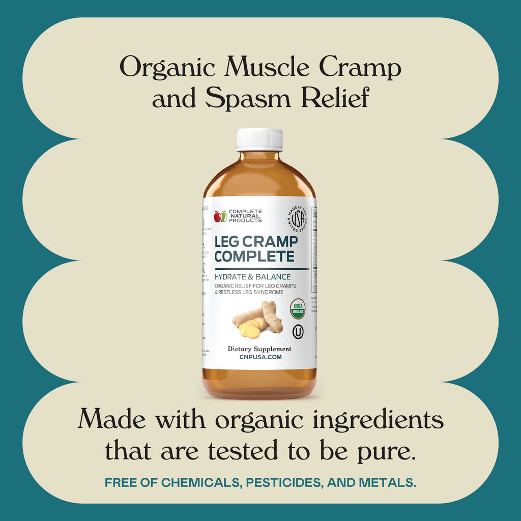 Organic Amish Leg Cramp Relief Liquid 16oz - Natural Muscle and Foot Support Supplement with Apple Cider Vinegar, Ginger, Garlic, Aloe, Fast Cramp Reducing Formula, Certified Organic, Made in USA Complete Natural Products Au supplements