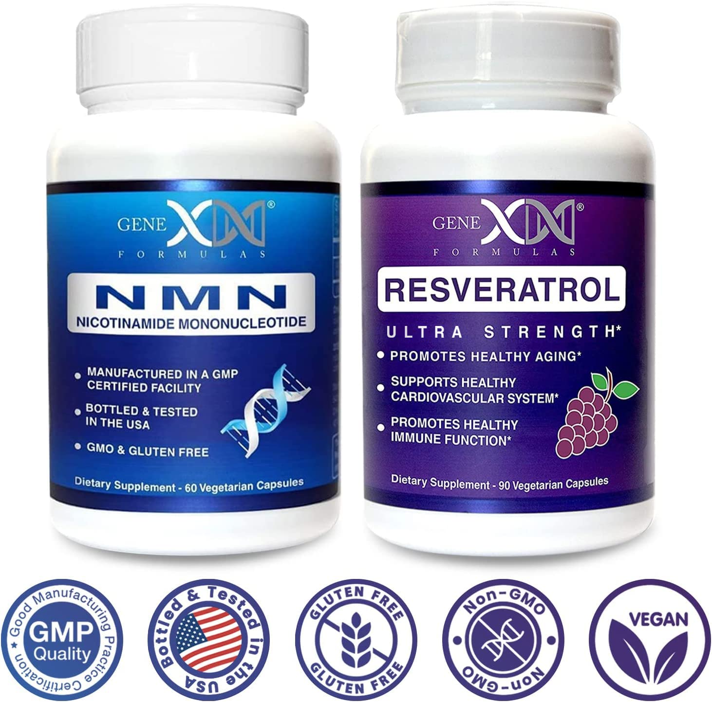 Genex Formulas NMN and Resveratrol Dynamic Duo Supplements | 250mg NAD+ Precursor and Ultra Strength 1500mg Resveratrol w/BioPerine, for Healthy Aging Support Genex Formulas Au supplements