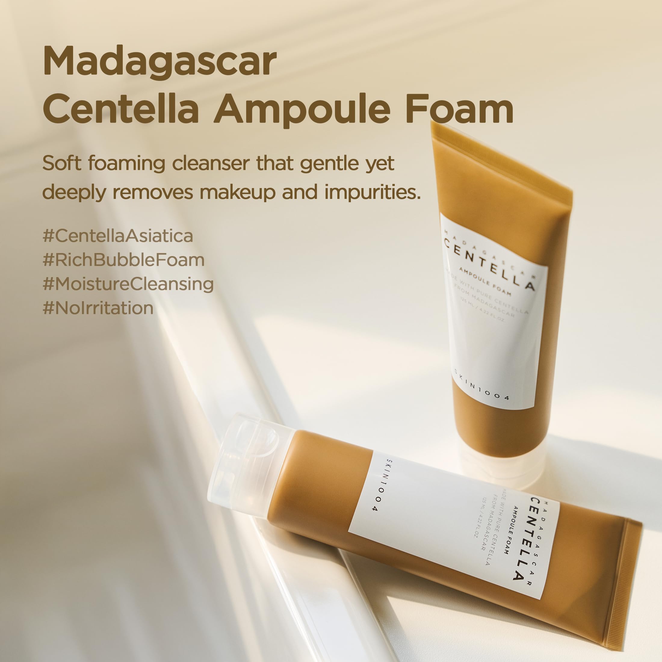 SKIN1004 Madagascar Centella Ampoule Foam, 4.23 fl.oz, Korean Face Cleanser & Makeup Remover