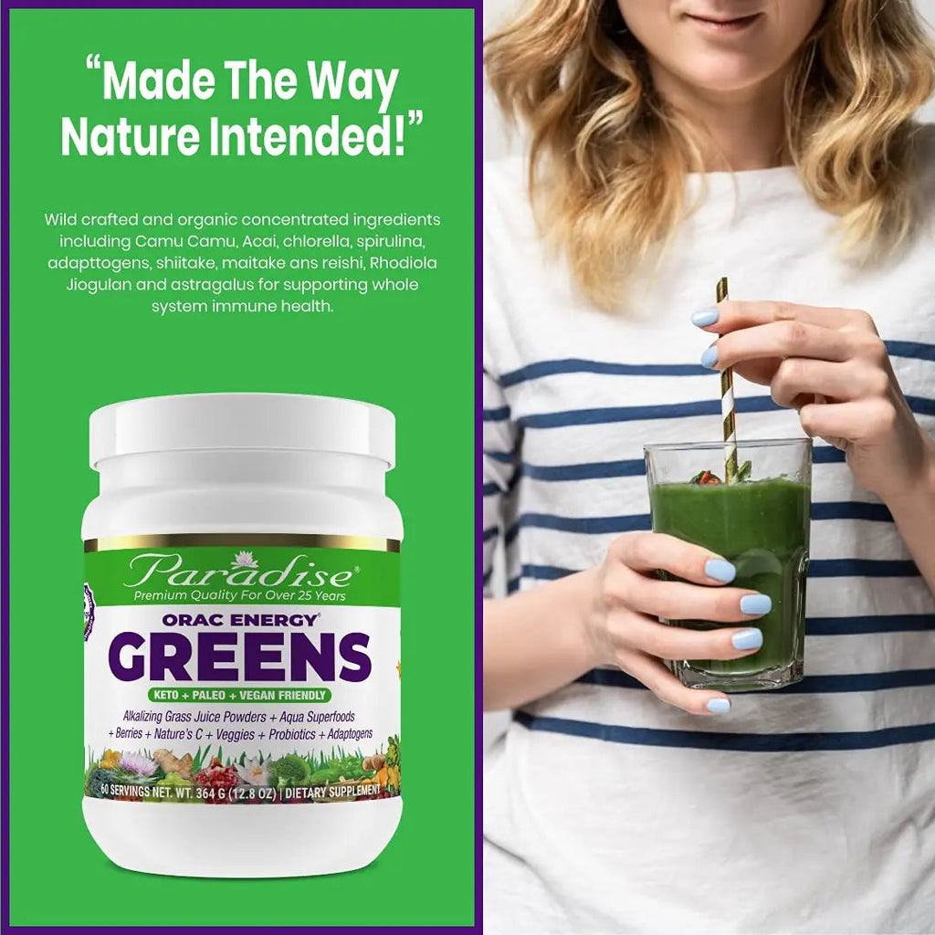 Paradise ORAC Energy Greens Powder Extract, Super Antioxidants, Probiotics for Gut Paradise Herbs Au supplements
