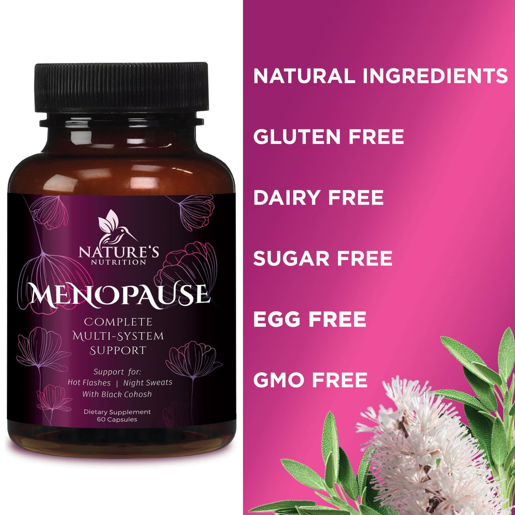 Menopause Supplements for Women - Complete Menopause Relief with Dong Quai & Black Cohosh - For Natural, Mild Hot Flash & Night Sweats - Hormone, Energy & Balance Support, Bottled in USA - 60 Capsules Nature's Nutrition Au supplements