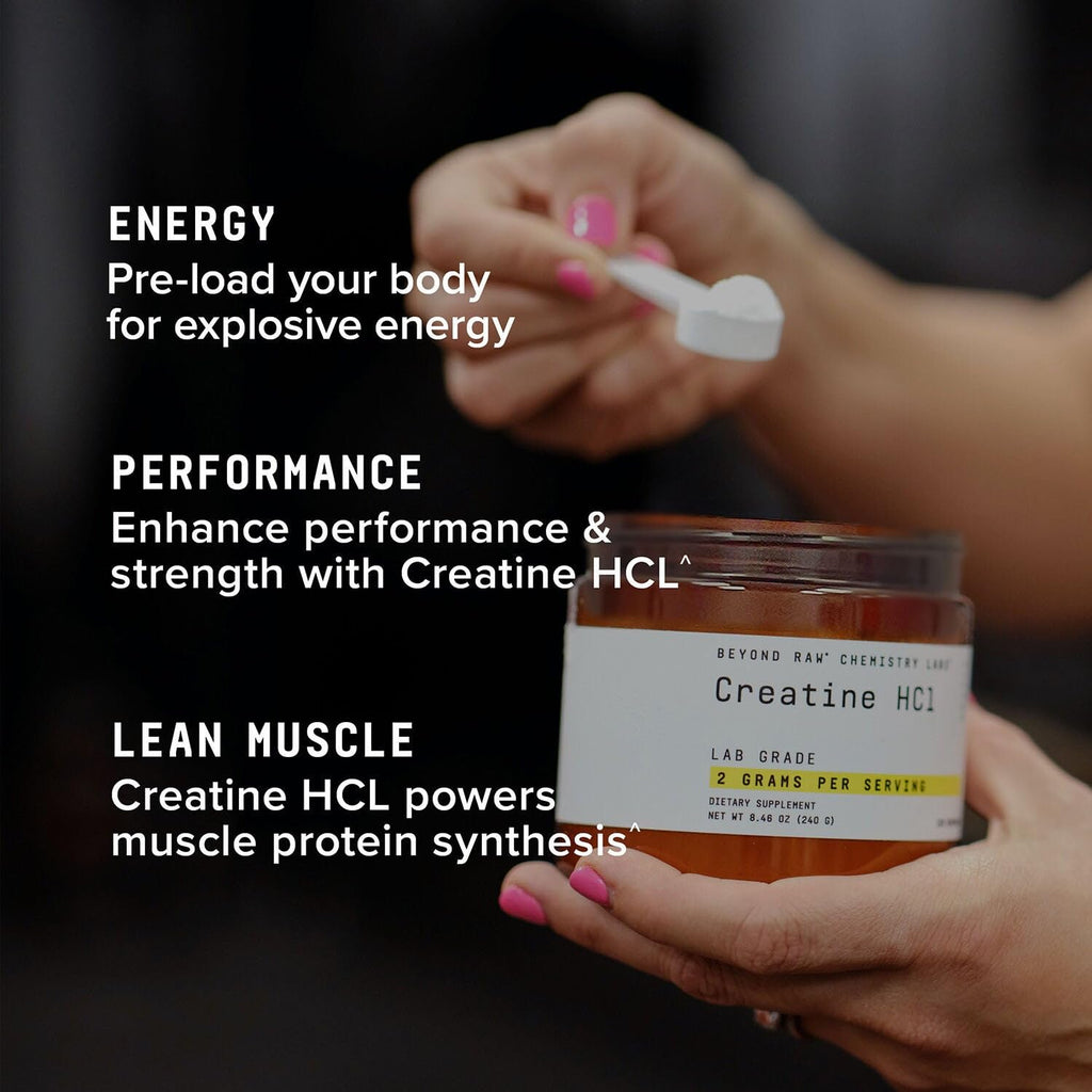 BEYOND RAW Creatine HCl Powder, Science Backed, Lab Grade, Creatine for Women & Men, Muscle Strength, Energy Production, Athletic Performance, Cognitive Support,