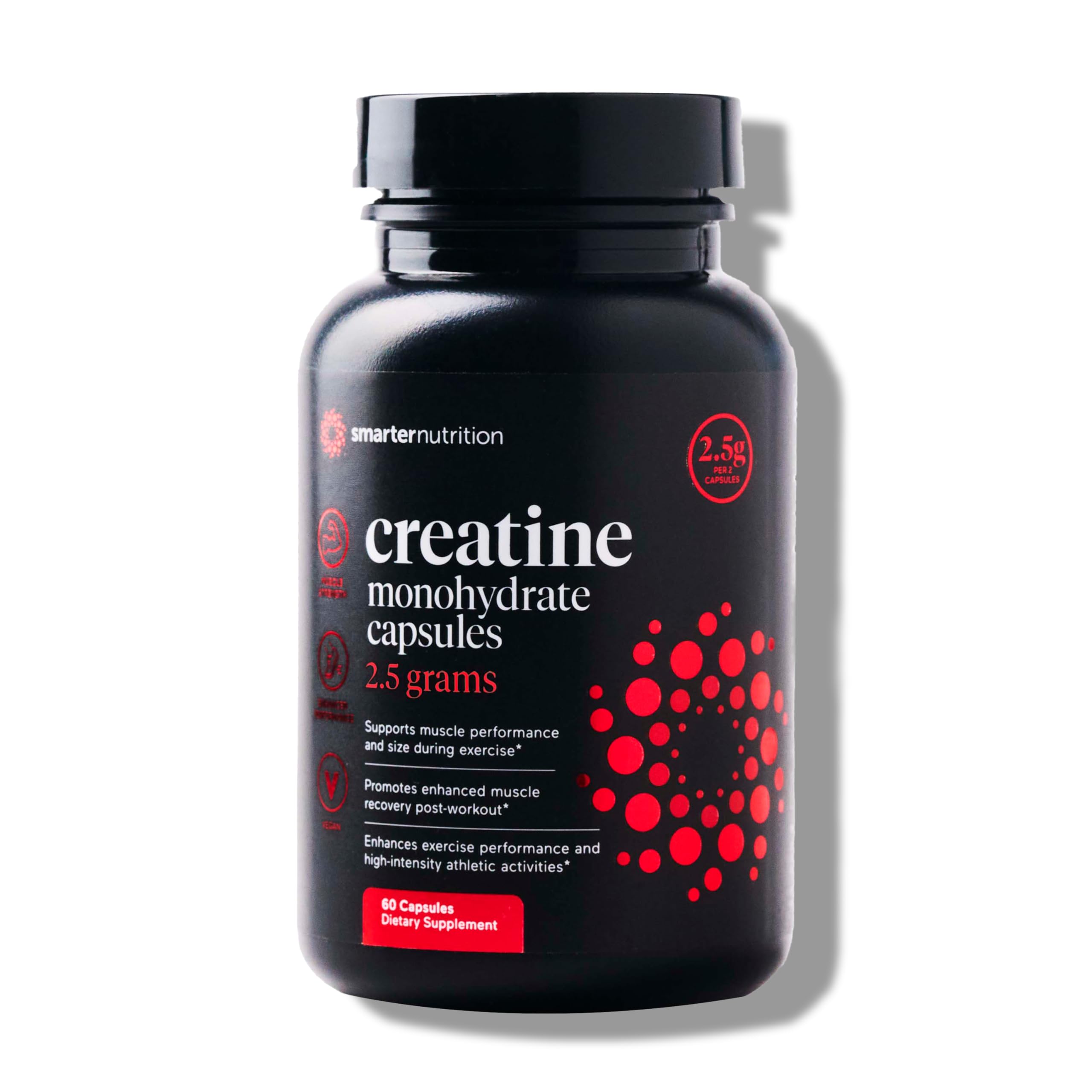 SMARTERNUTRITION Creatine Monohydrate Pills with 2500mg (2.5g) Per Serving, Vegan Capsules - Pre & Post Workout Recovery Support, Promotes Muscle Mass &. Endurance - 60 Count[30-Day Supply] SMARTERNUTRITION Au supplements