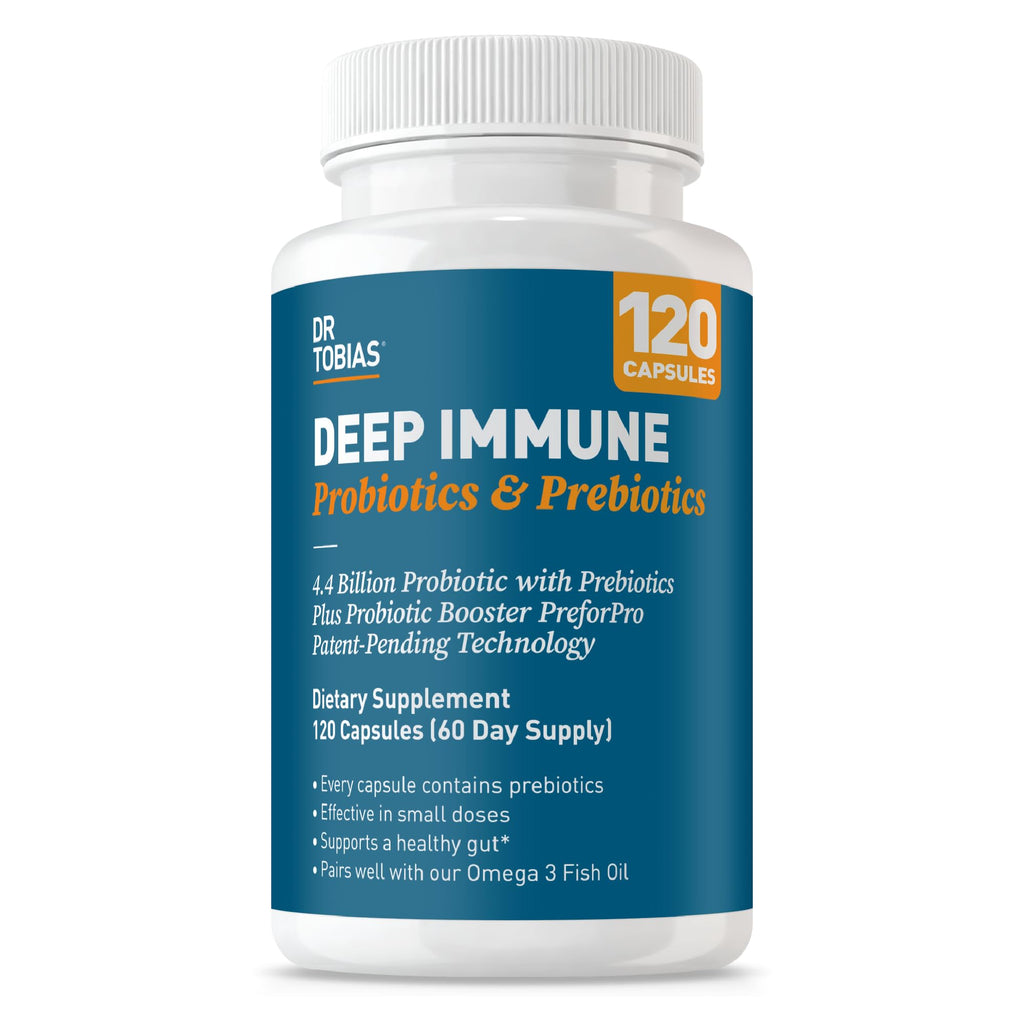 Dr. Tobias Deep Immune Probiotics & Prebiotics - Dual Action Digestion & Immune Support with PreforPro Prebiotics & Spore Forming Probiotics for Women & Men - 120 Capsules (60 Servings) Dr. Tobias Au supplements