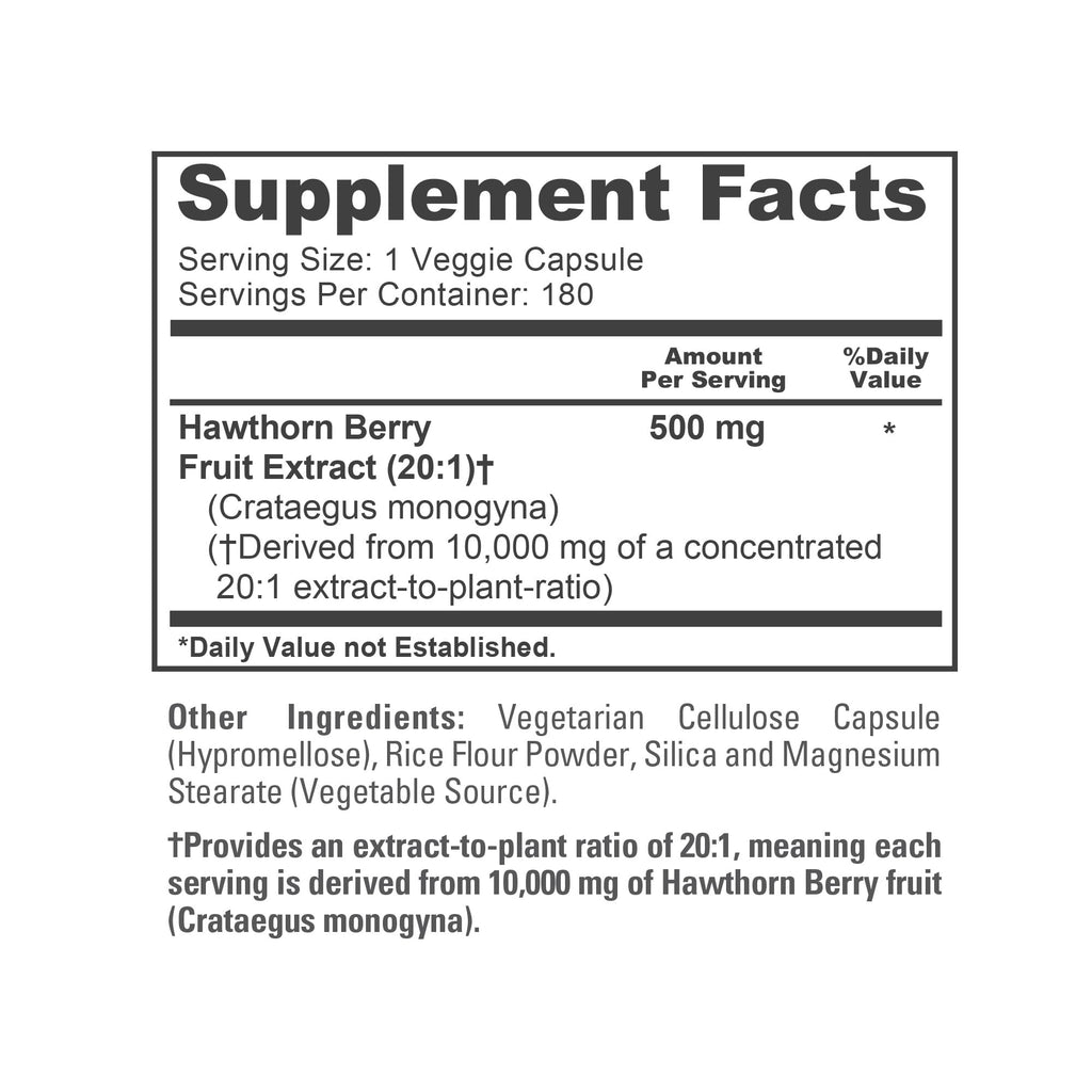 NusaPure Hawthorn Berry 20:1 Extract, 500 mg Equivalent to 10,000 mg 180 Veg Caps, Suitable for Vegetarians, Vegan, Non-GMO Dietary Supplement NusaPure Au supplements