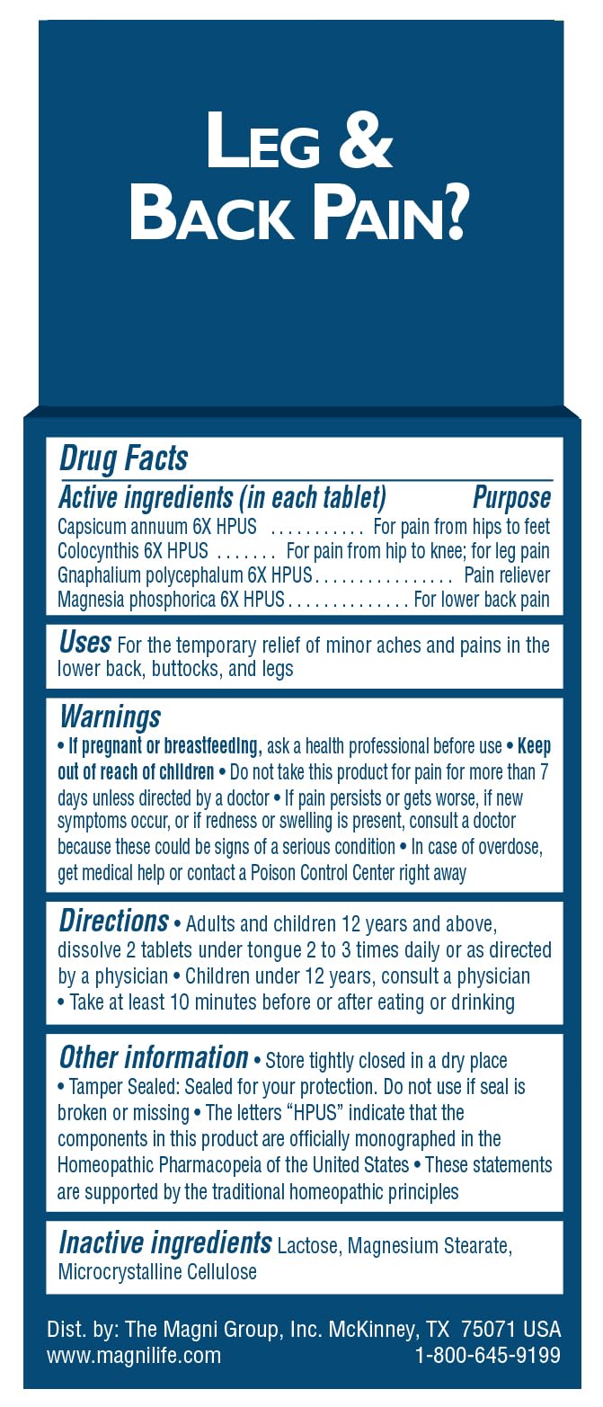 MagniLife Leg & Back Pain Relief Tablets,125 Ct, Fast-Acting Pain Relief Naturally Soothes Burning, Tingling & Stabbing Aches, Symptomatic or Preventative, Non-Habit Forming Quick-Dissolve Tablets MagniLife Au supplements