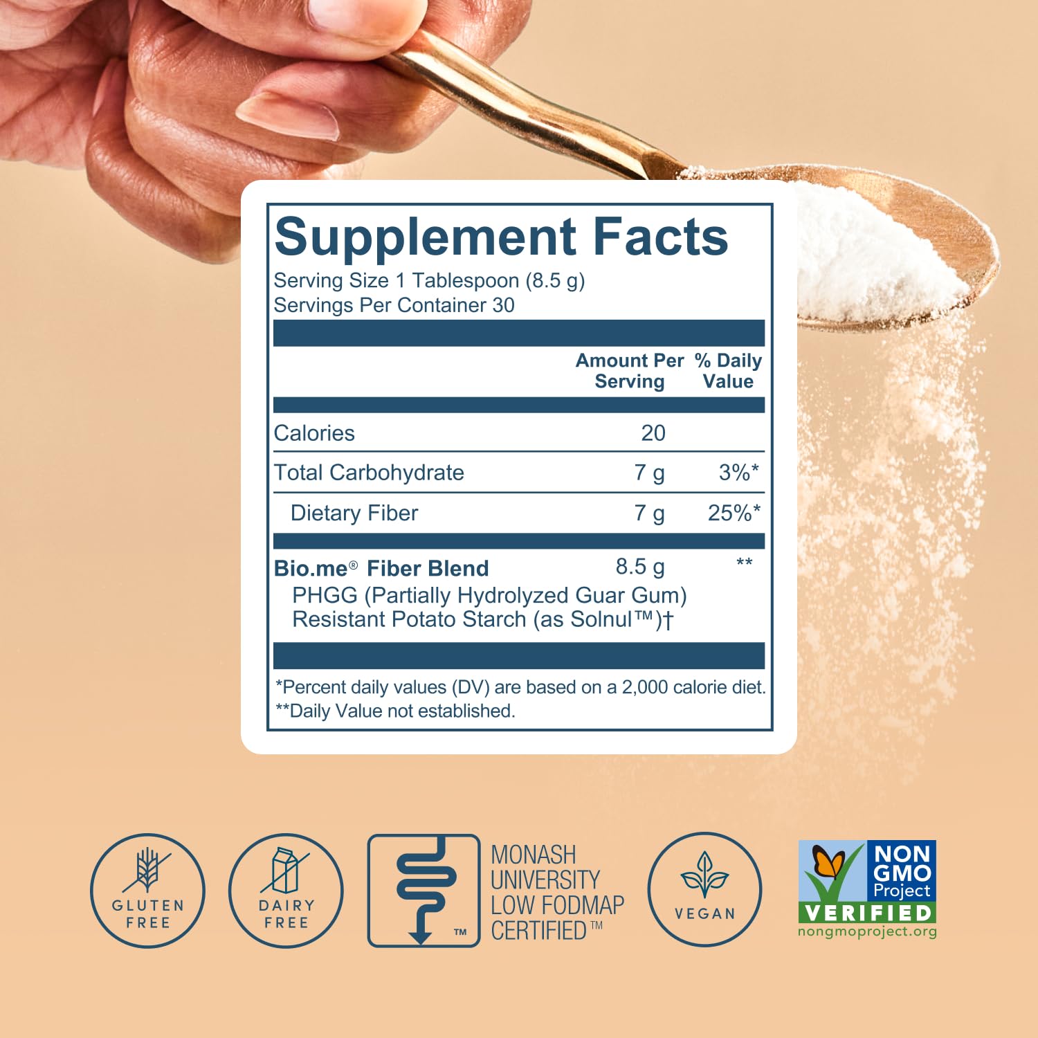 Bio.me Daily Prebiotic Fiber Powder Unflavored - 7g Per Serving - Soluble & Insoluble Fiber Supplement Powder for Women & Men - Digestive Health & Gut Health
