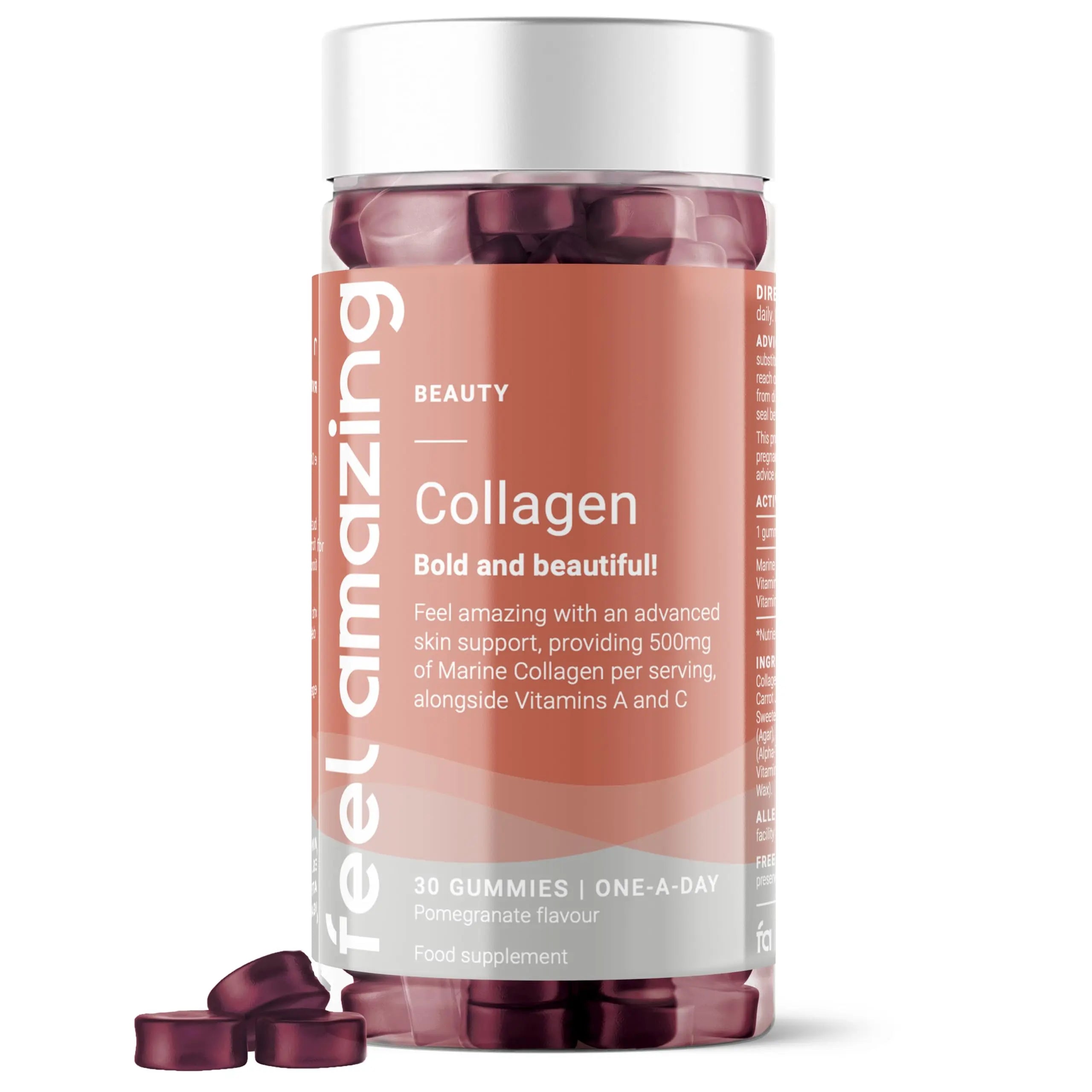 Collagen Gummies with Vitamins A and C, 500mg of Marine Collagen Per Serving, Advanced Skin Support, Feel Amazing Au supplements