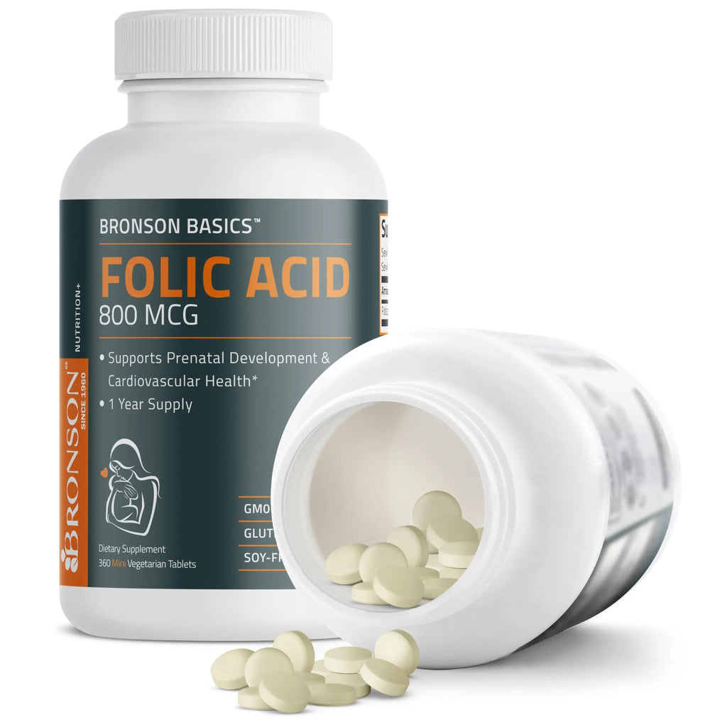 Bronson Folic Acid 800 MCG Supports Prenatal Development, 1 Year Supply, Non-GMO Bronson Au supplements