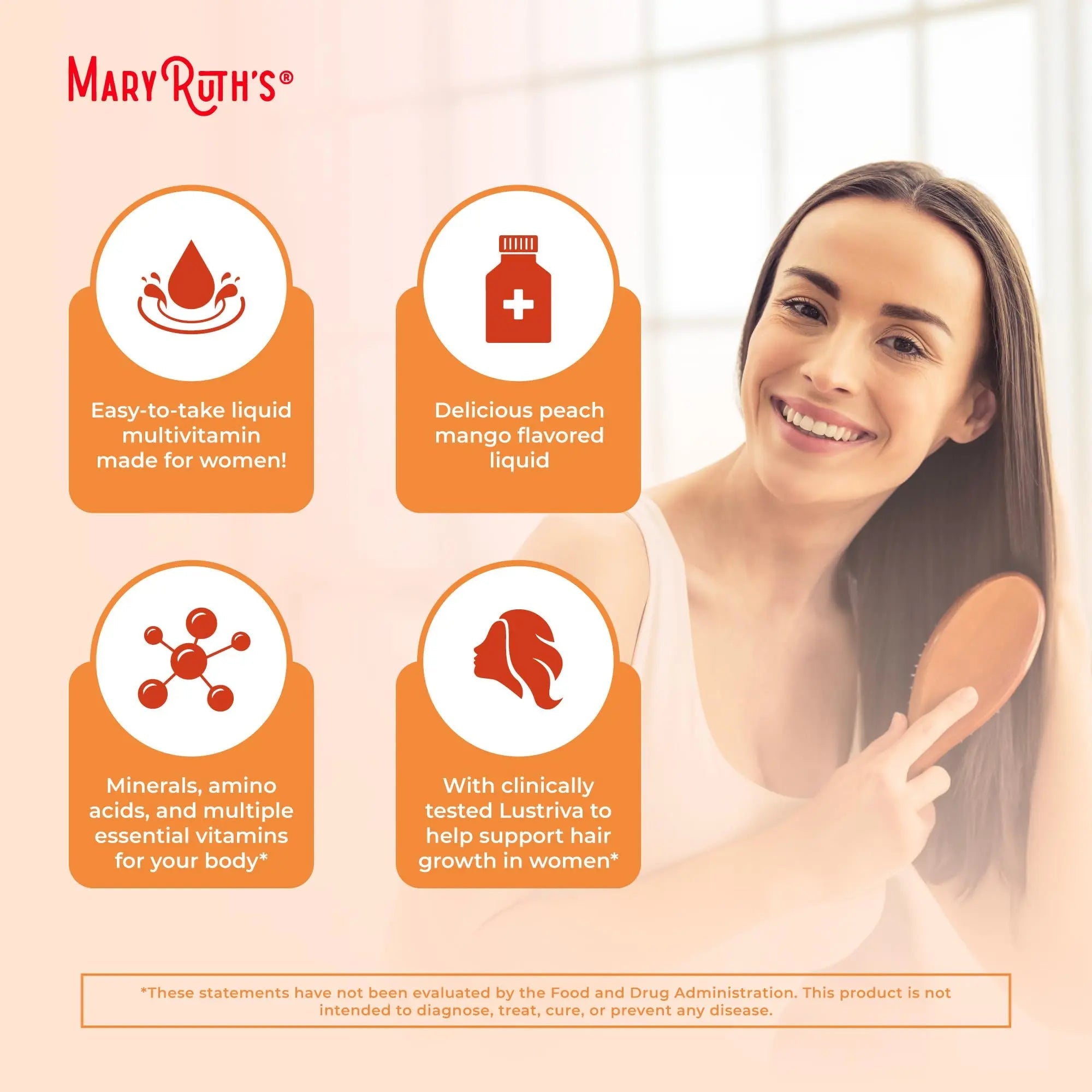 MaryRuth's Liquid Multivitamin+Hair Growth | Clinically Tested for Thicker Hair & Facial Wrinkles in Women | Biotin 10000mcg | Lustriva Hair Growth Supplement | MaryRuth Organics Au supplements