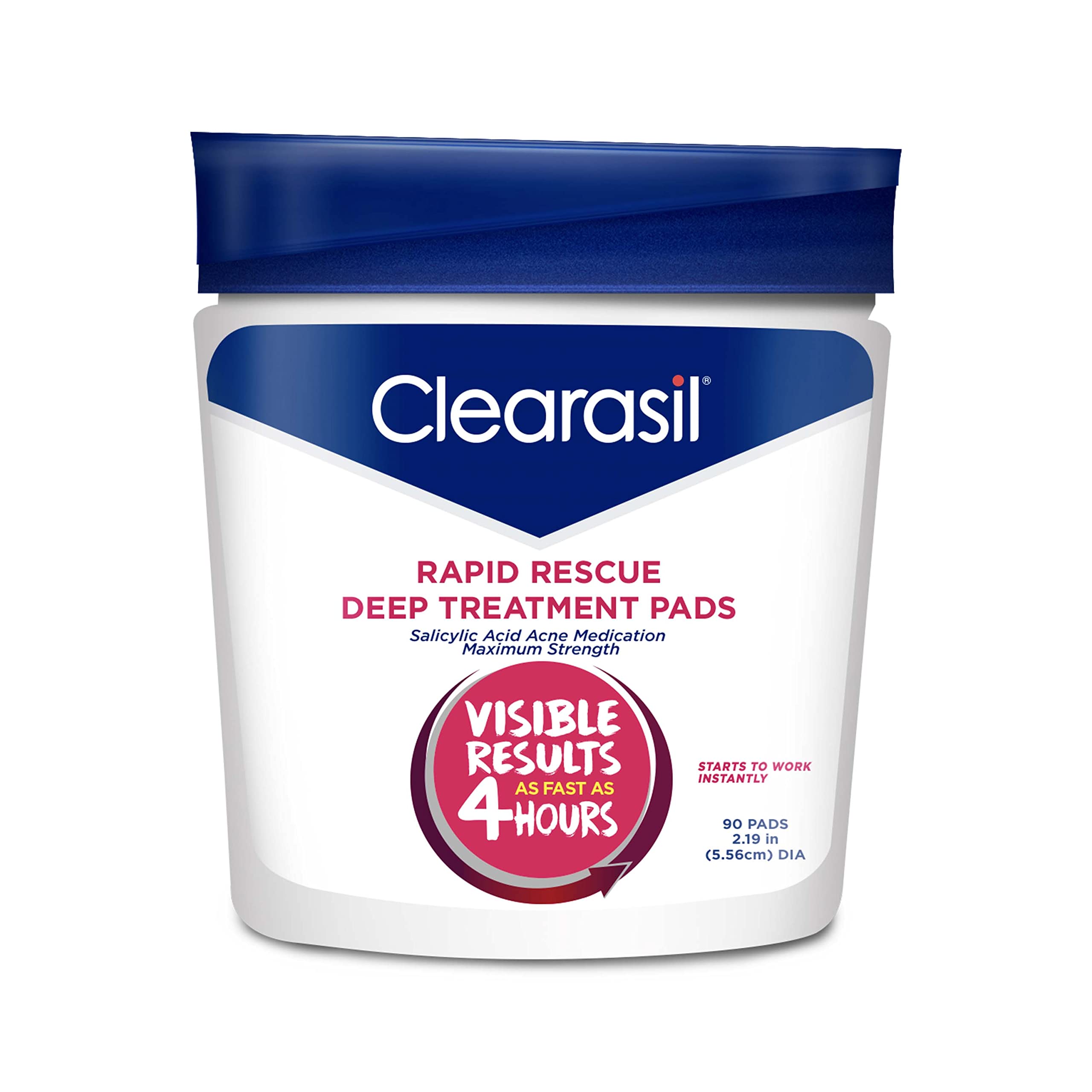 Clearasil Rapid Rescue Deep Treatment Acne Face Pads, Maximum Strenght with 2% Salicylic Acid Acne