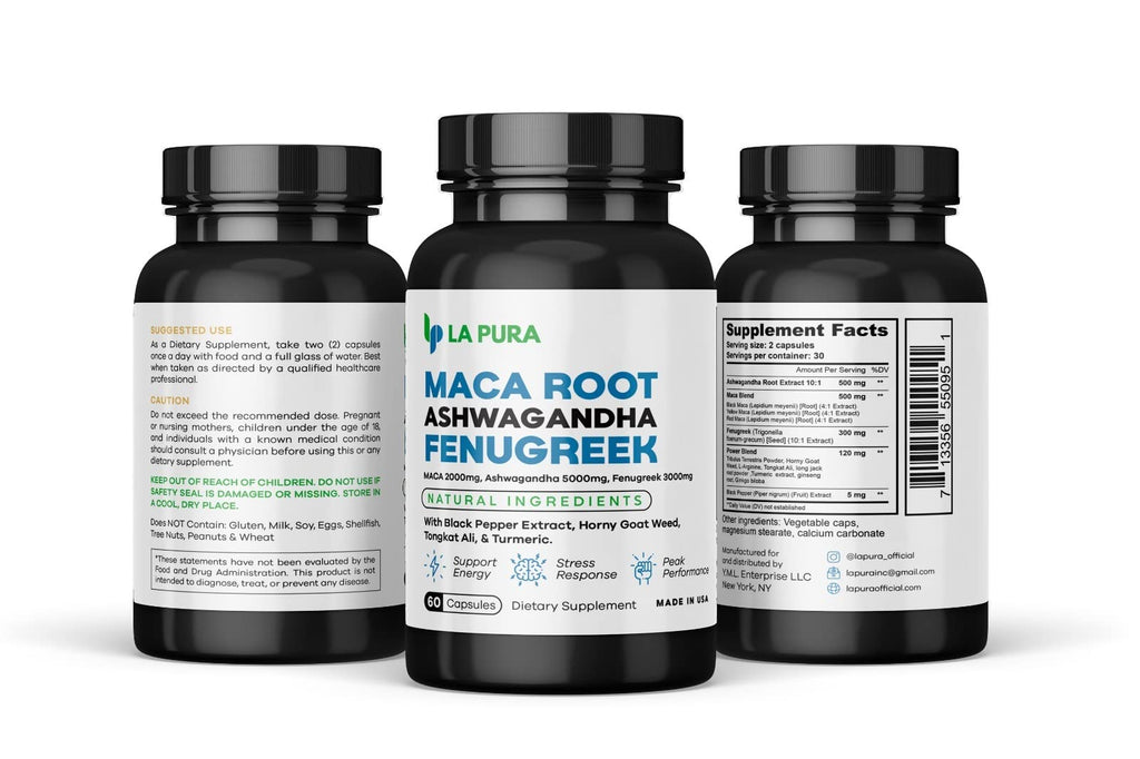 LaPura Ashwagandha 5000mg Maca Root 2000mg Fenugreek 3000mg Supplement LaPura Au supplements