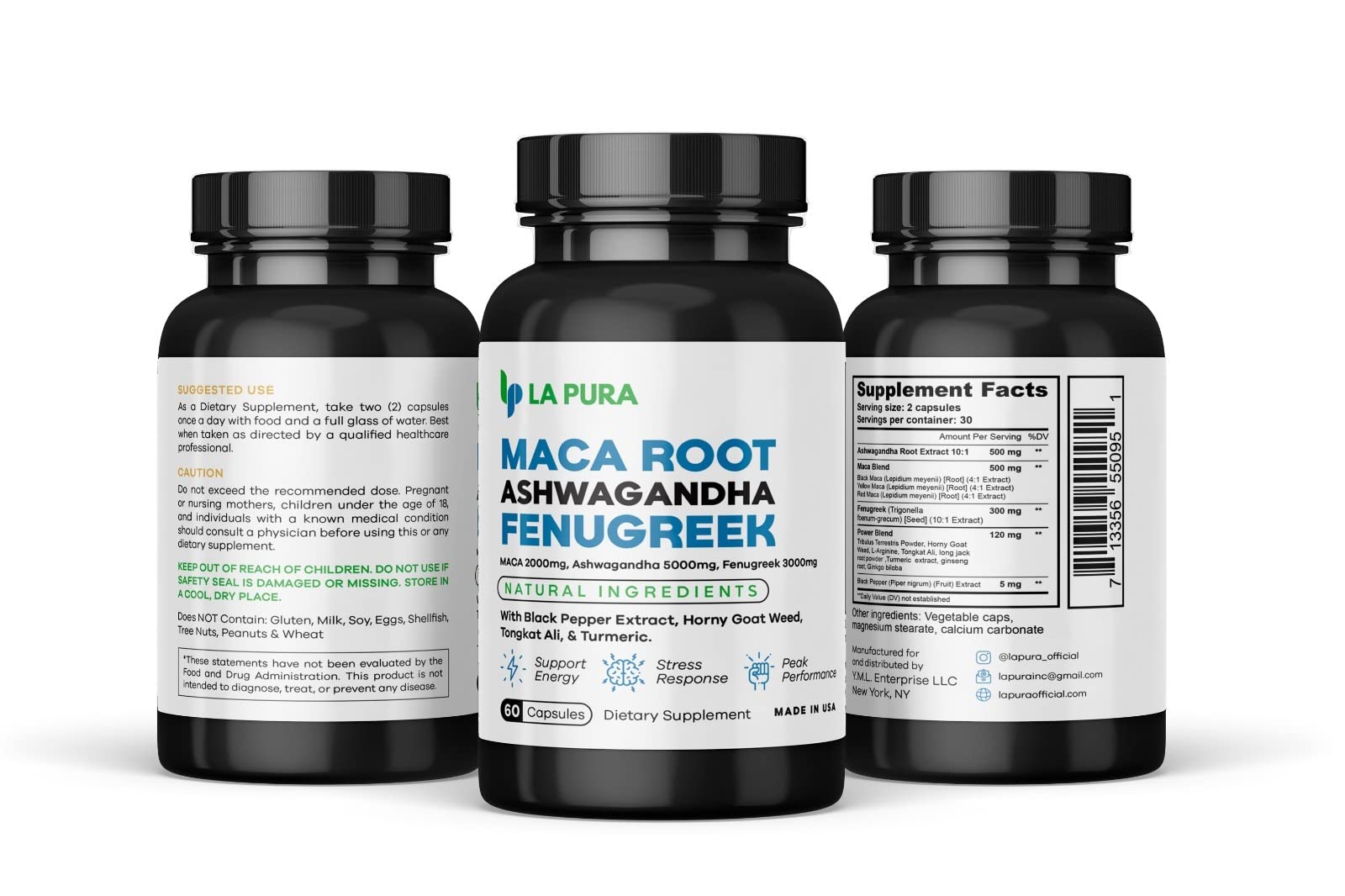 LaPura Ashwagandha 5000mg Maca Root 2000mg Fenugreek 3000mg Supplement LaPura Au supplements