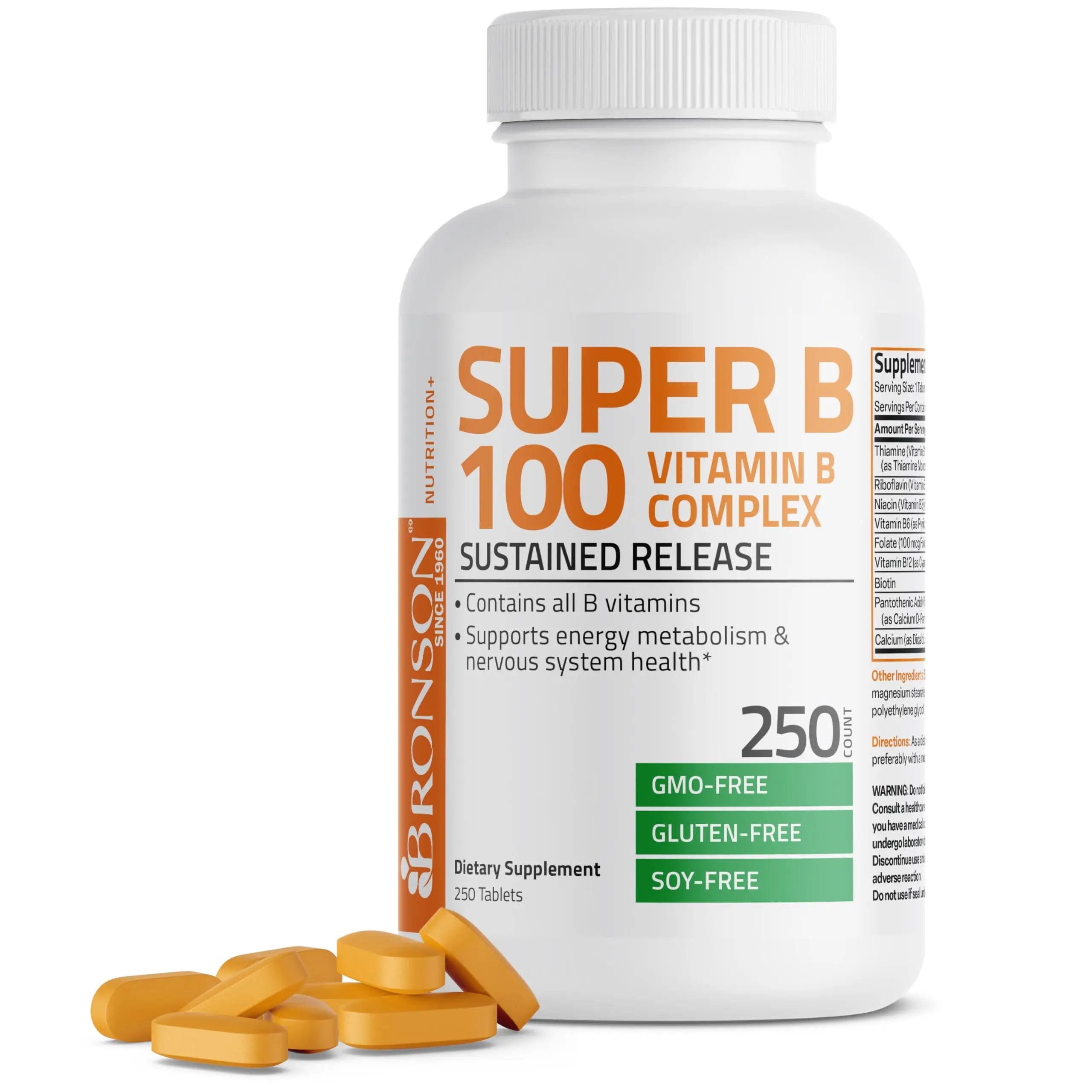 Bronson Super B 100 Vitamin B Complex Sustained Release Contains All B Vitamins Bronson Au supplements
