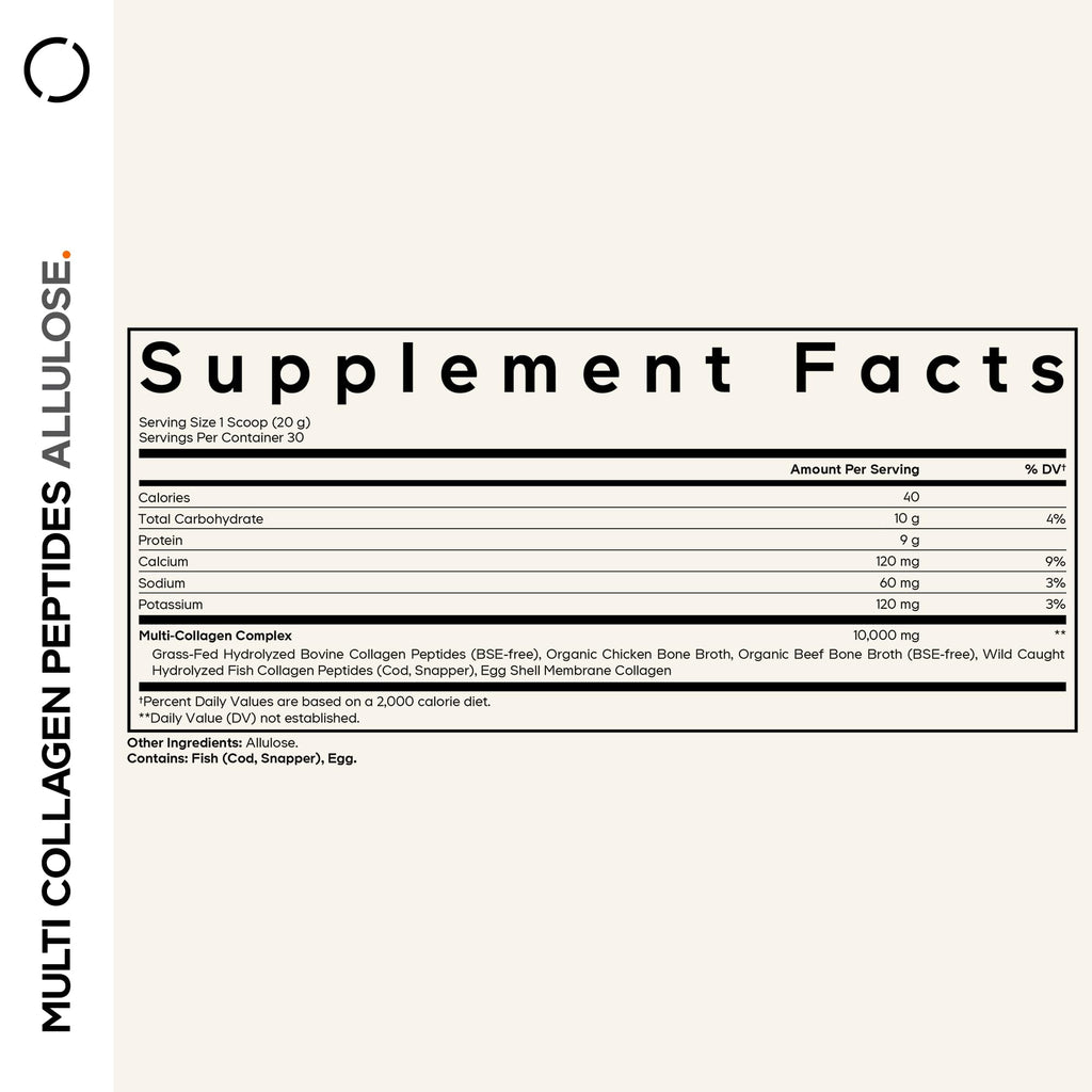Codeage Multi Collagen Peptides Powder + Allulose - 5 Types - Grass-Fed Collagen - Rare Sugar Allulose Supplement - 0 Calorie Sweetener & 0 Carbs - 18 Amino Acids - Unflavored - Non-GMO - 30 Servings Codeage Au supplements