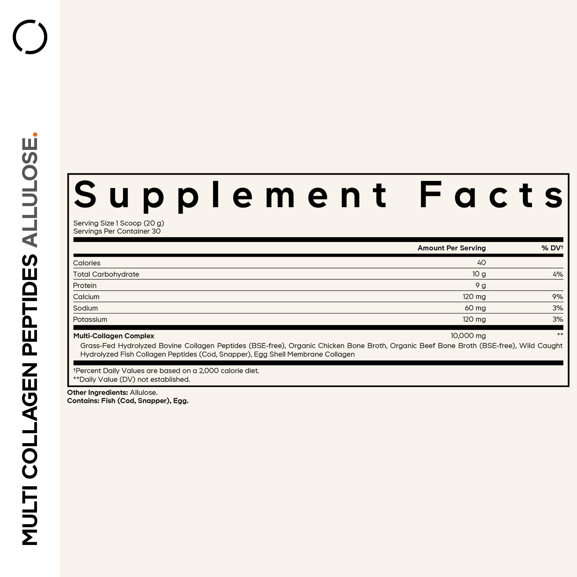 Codeage Multi Collagen Peptides Powder + Allulose - 5 Types - Grass-Fed Collagen - Rare Sugar Allulose Supplement - 0 Calorie Sweetener & 0 Carbs - 18 Amino Acids - Unflavored - Non-GMO - 30 Servings Codeage Au supplements