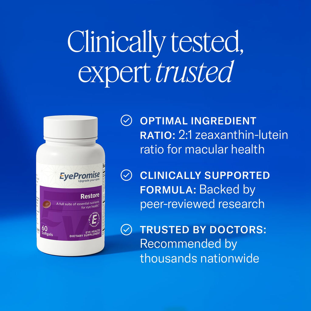 EyePromise Restore Eye Health Supplements - 60 Softgels, 30-Day Supply - Omega 3 Supplement for Aging Eyes with Lutein and Zeaxanthin,