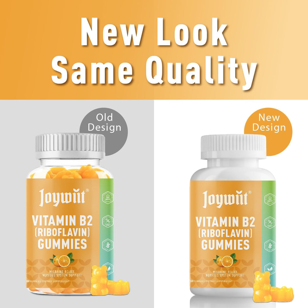 Joywiit Vitamin B2 Gummies | Riboflavin 400mg | B2 Vitamin 400mg Chewable for Adults and Kids, Migraine Relief & Energy and Nervous System Support